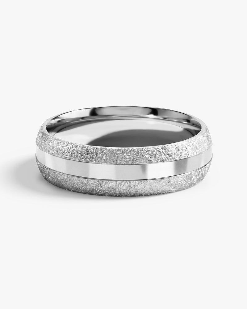 6mm Grooved Men's Wedding Band with Ice Matte Finish