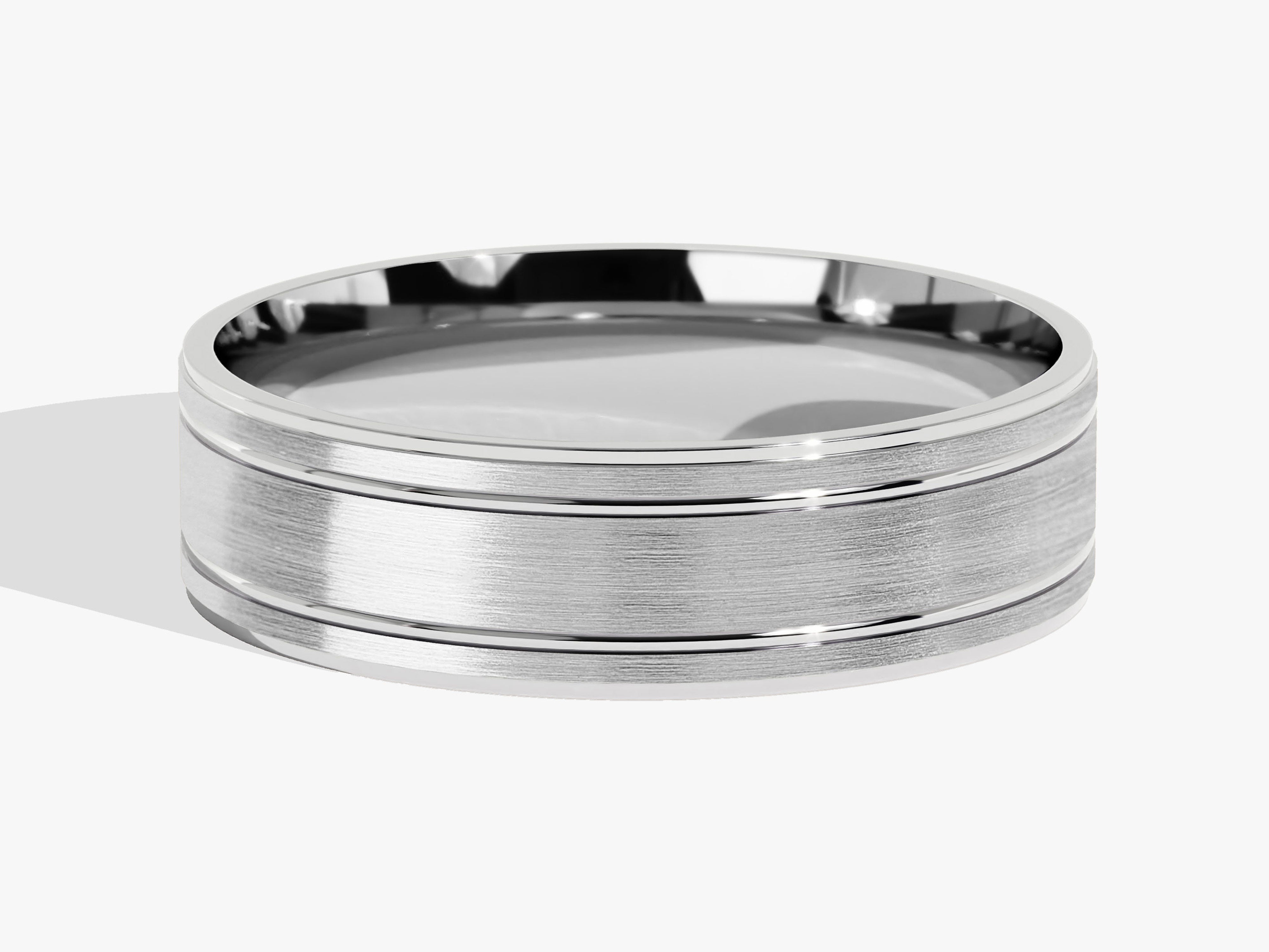 7mm Herren-Gold-Ehering - Horizontal stark gebürstet und doppelt gerillt