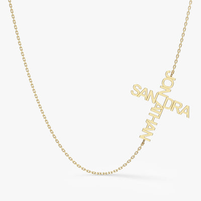 Personalisierte Doppelnamen Kreuz Halskette