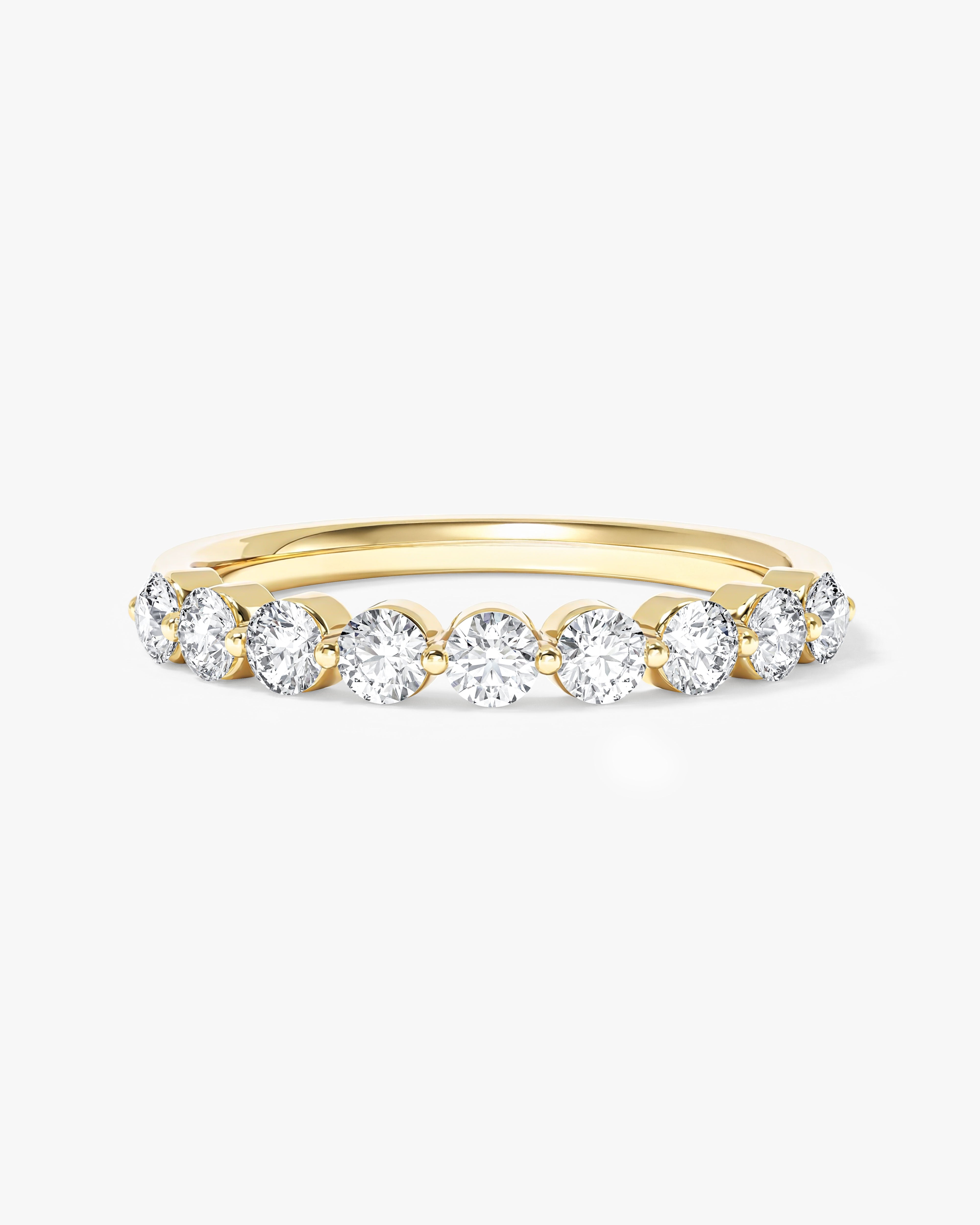 Ewigkeitsring mit Einzelkrappen-Fassung (0,75 CT TW, halb bestezt)