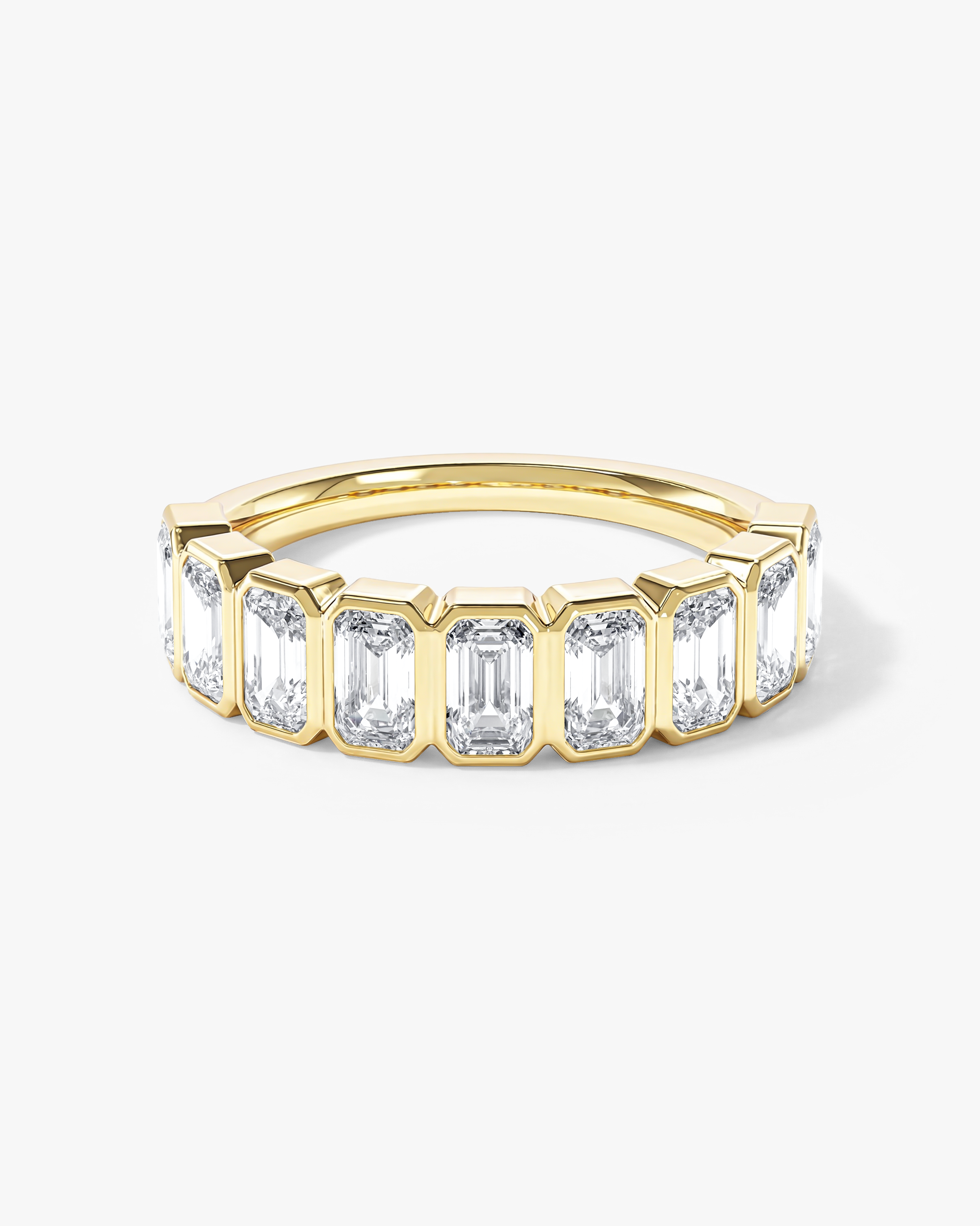Ewigkeitsring mit Smaragdschliff in Zargenfassung (2,50 CT TW, halb besetzt)