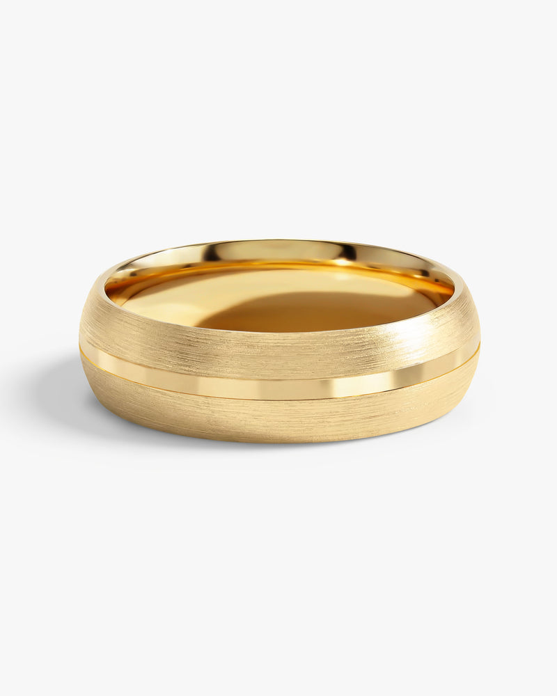 6mm Herren-Gold-Ehering - Einfach graviert und matt gebürstet