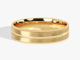 6mm Herren-Gold-Ehering - Mittel-facettiert und matt gebürsteter Milgrain