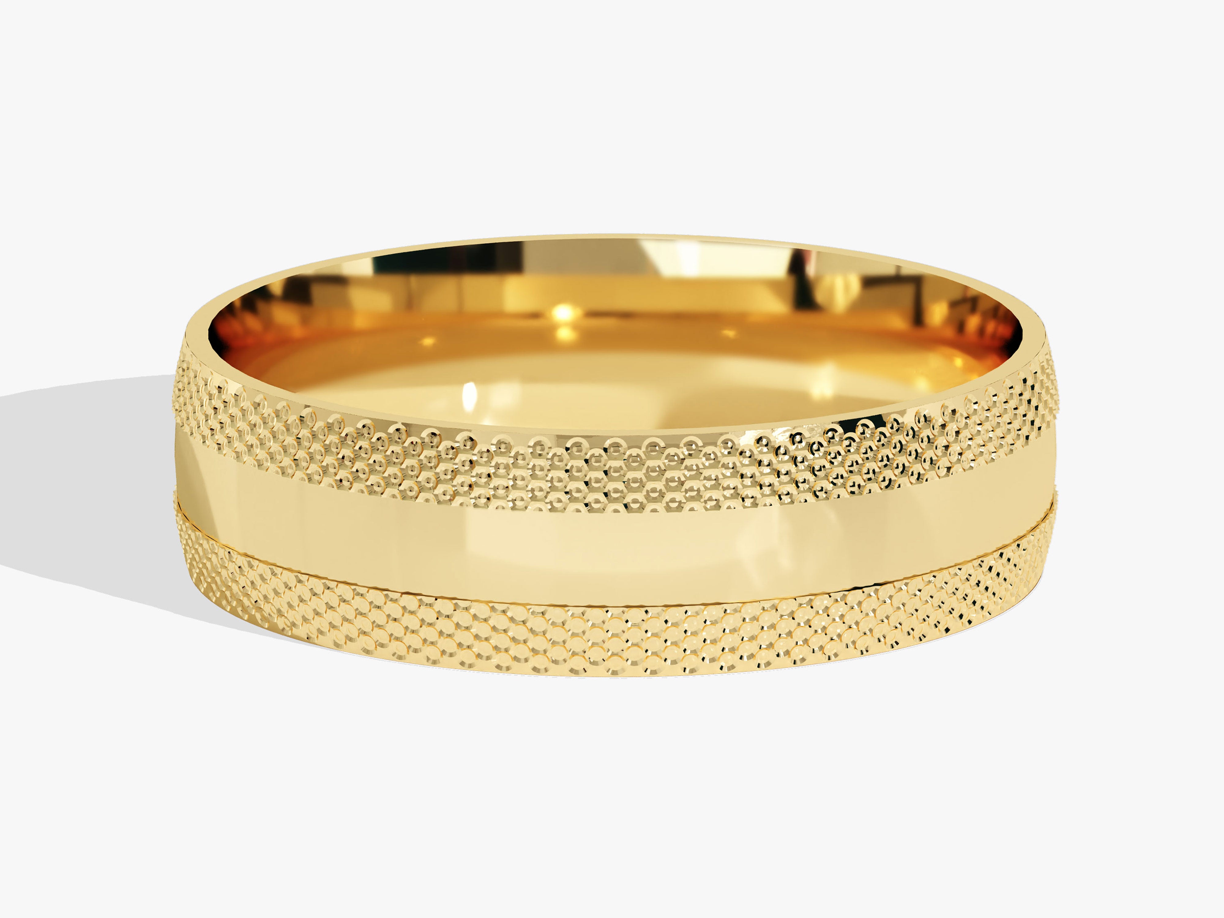 7mm Herren-Gold-Ehering - Mittel-facettierter klassischer Akzent