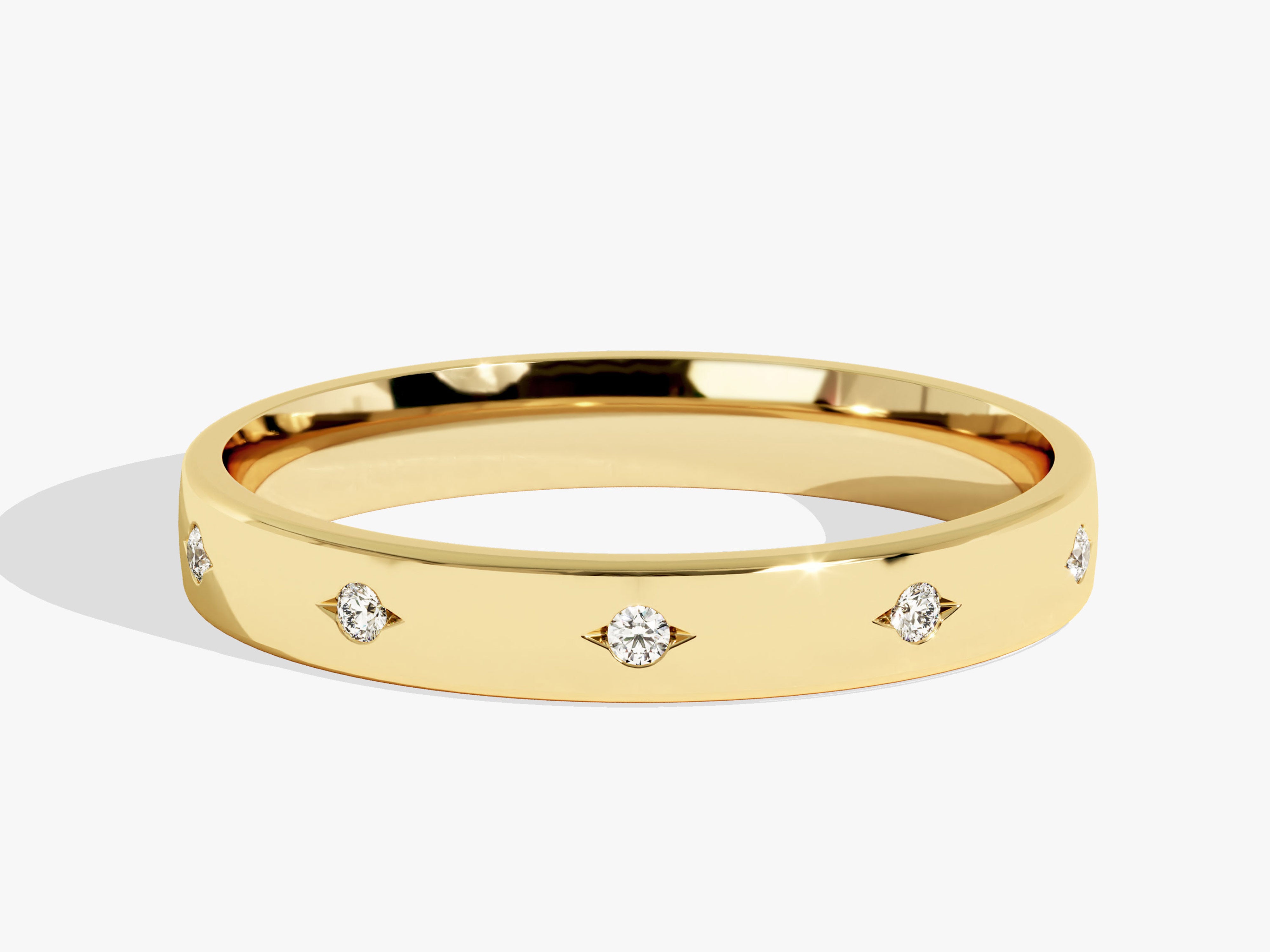 4mm Herren-Diamant-Ehering - Geschlitzter-Bezel