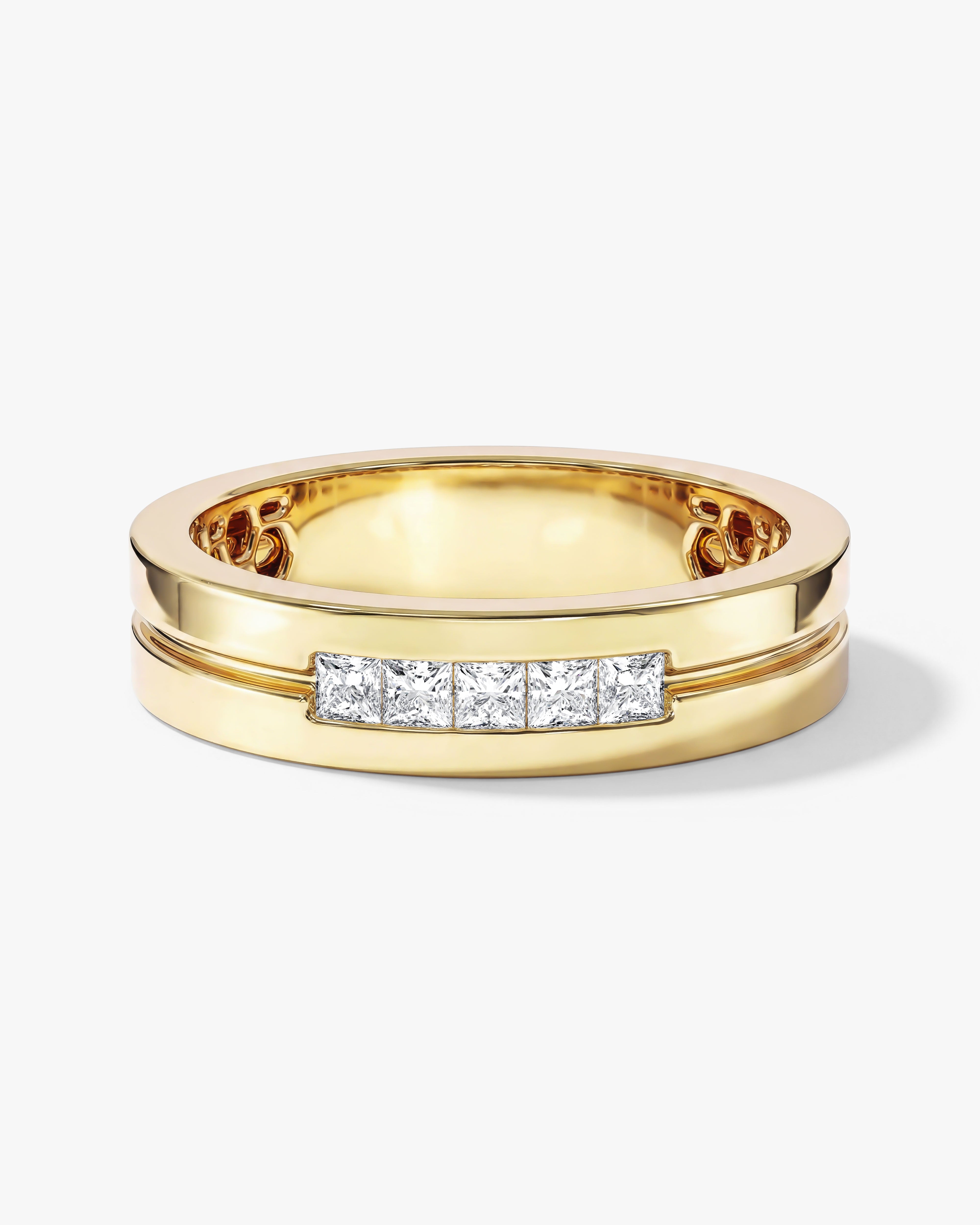 Ehering für Herren mit fünf Steinen in Kanalfassung