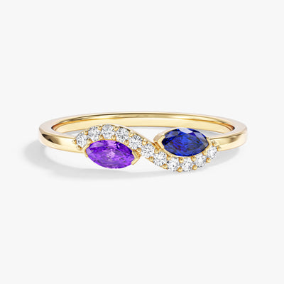 Geburtsstein-Ring mit zwei Marquise-Schliffen