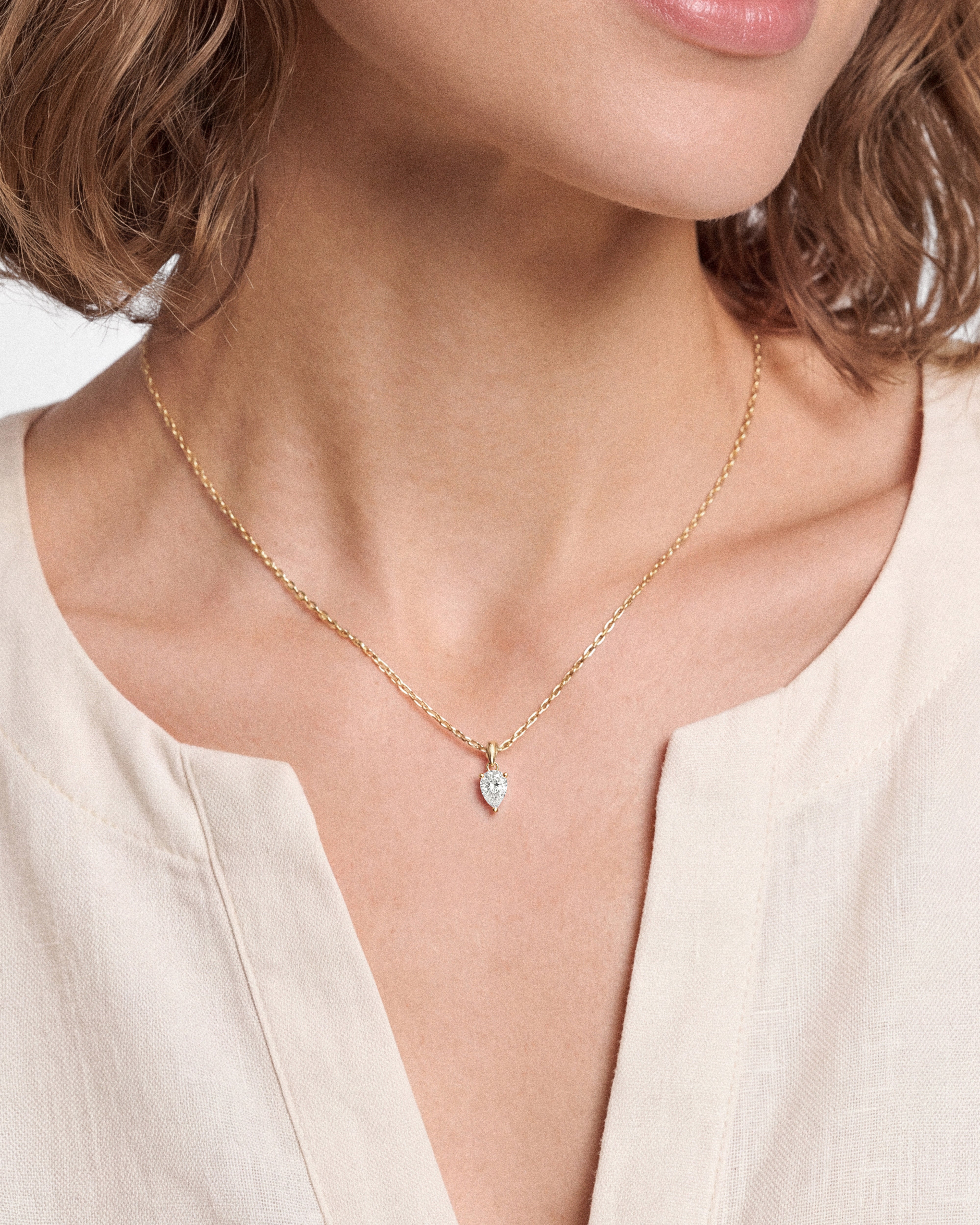 Solitär Anhänger im Tropfenschliff (0,50 CT)