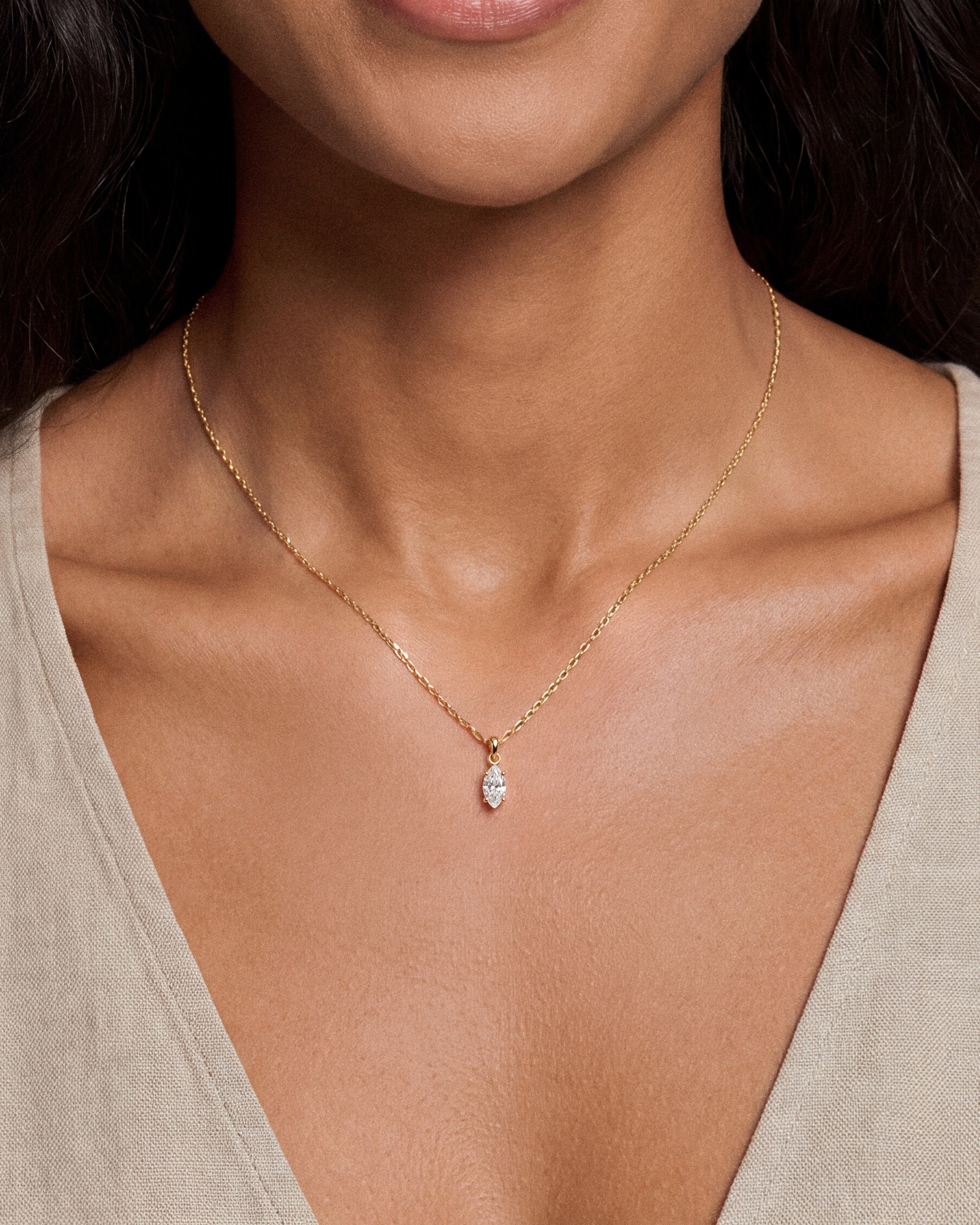 Marquise Cut Solitaire Pendant (0.50 CT)