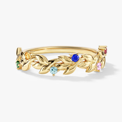 Floraler Ring mit Geburtssteinen