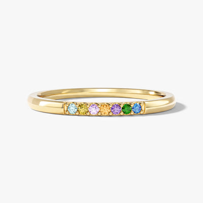 Minimalistischer Pavé Geburtsstein-Ring