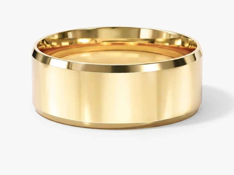 8mm Herren-Gold-Ehering - Polierter facettierter Rand