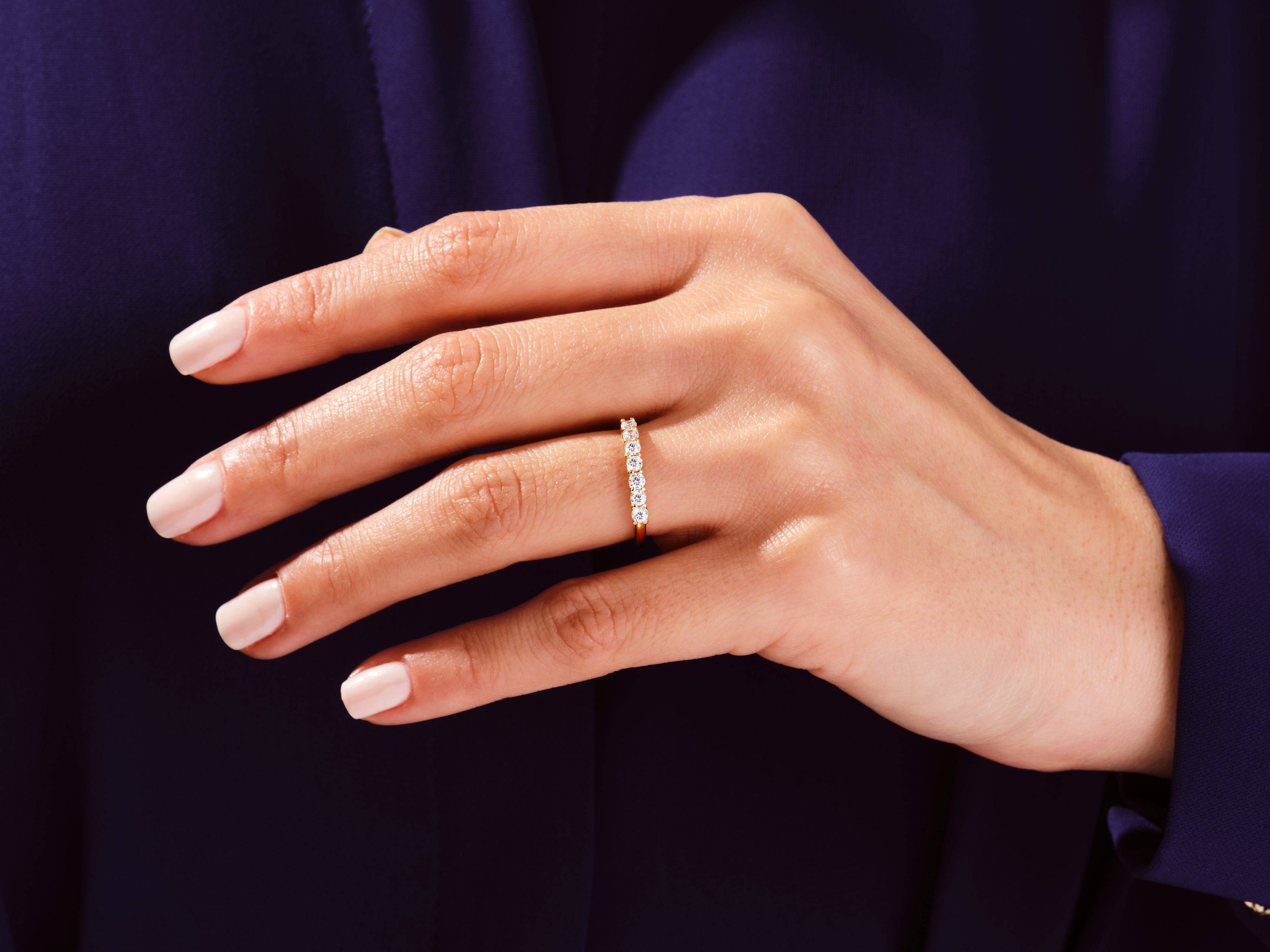 U-Krappen Sieben-Stein Moissanit-Jubiläumsring (0,70 CT TW)