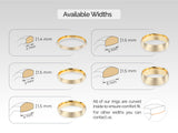Jewelry ring width guide showing available sizes for comfortable fit