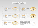 Jewelry ring width options: 2mm, 3mm, 4mm, 5mm, 6mm