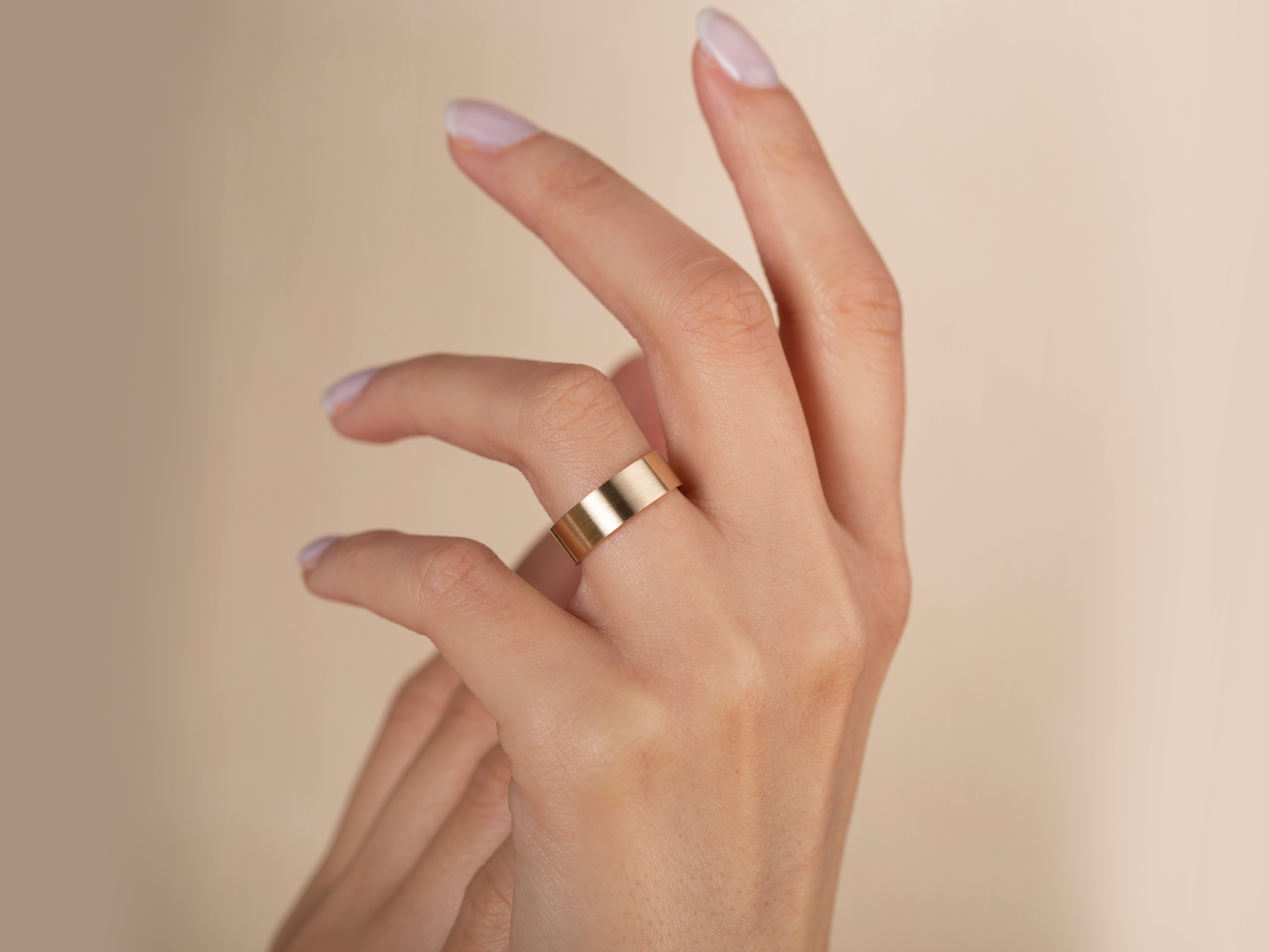 6mm Klassischer Flacher Ehering-Matt Gebürstet