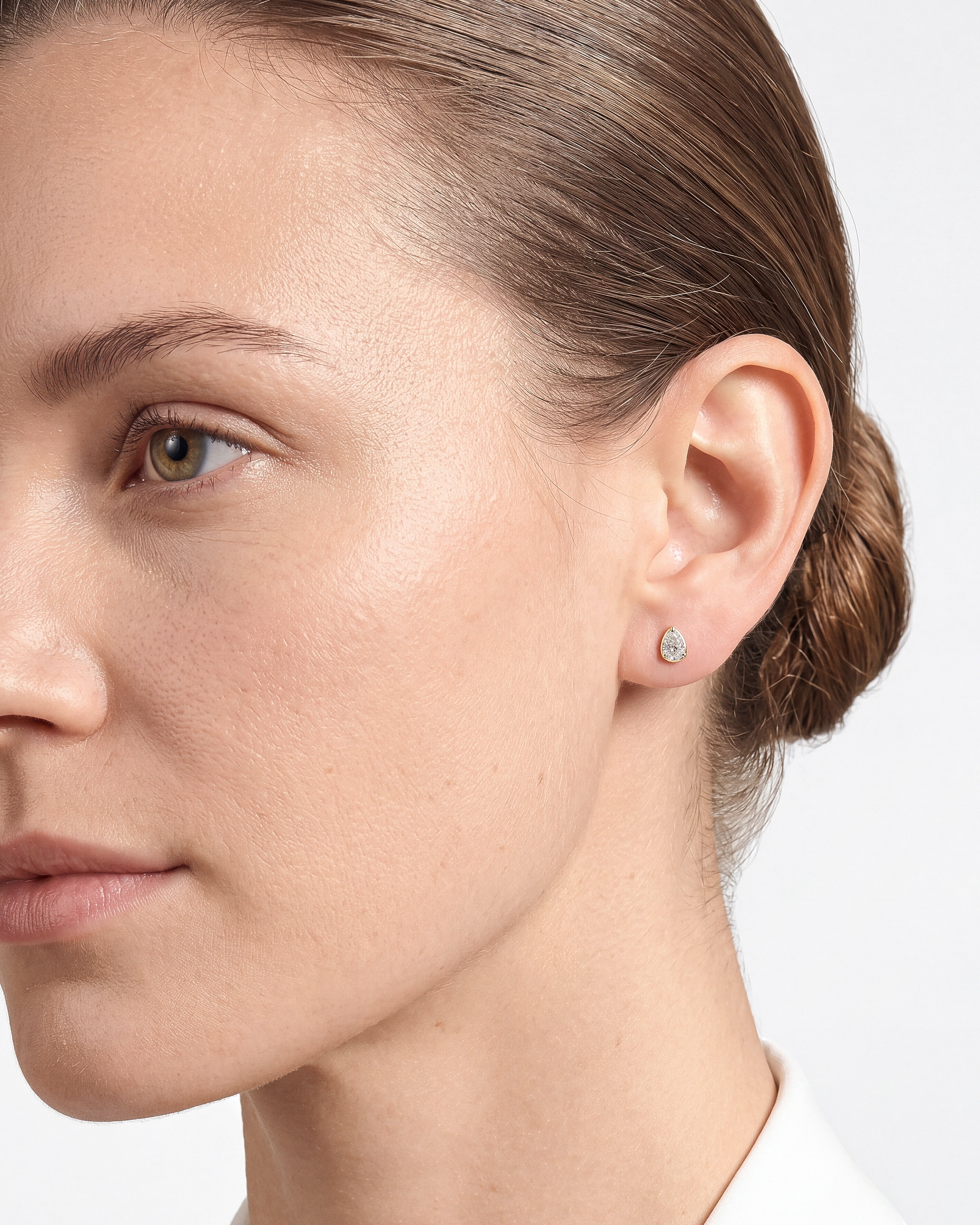 Bezel Pear Solitaire Earrings
