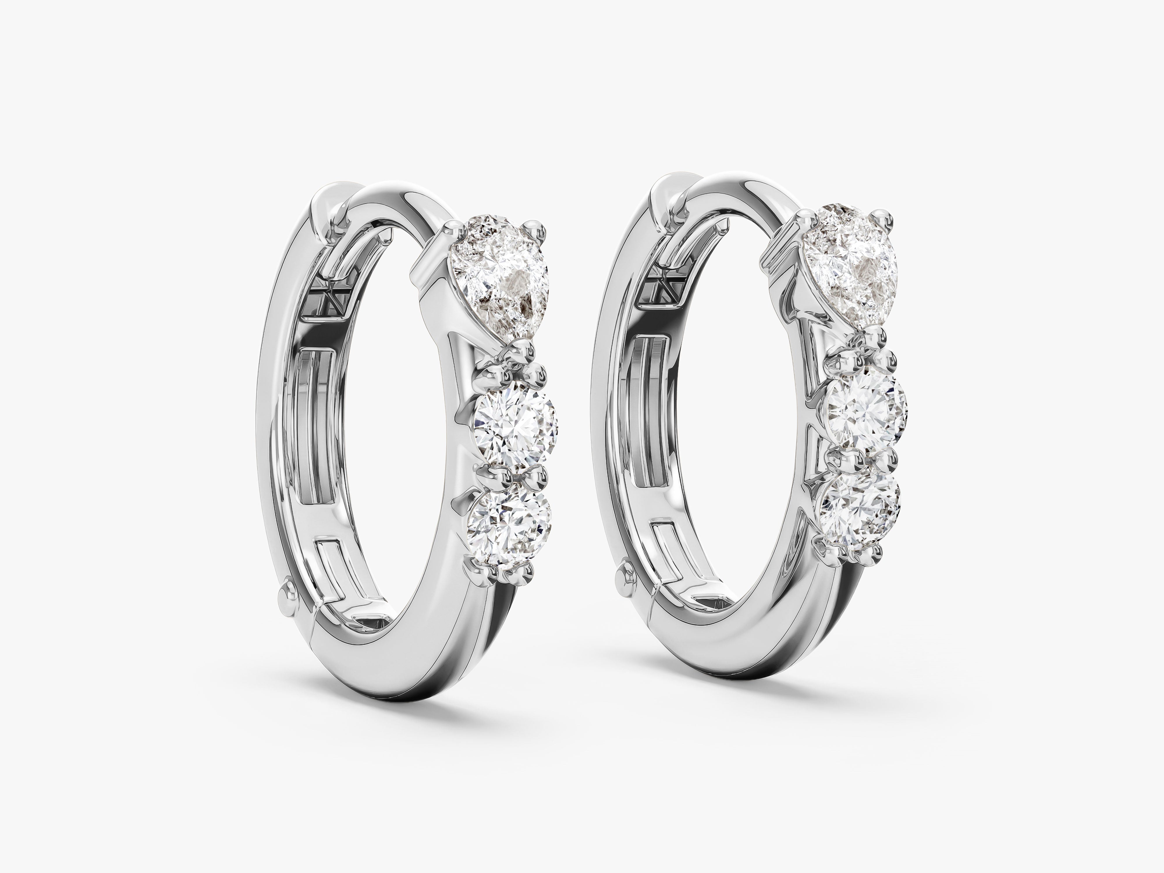 Trio Gemstone Hoop Earrings