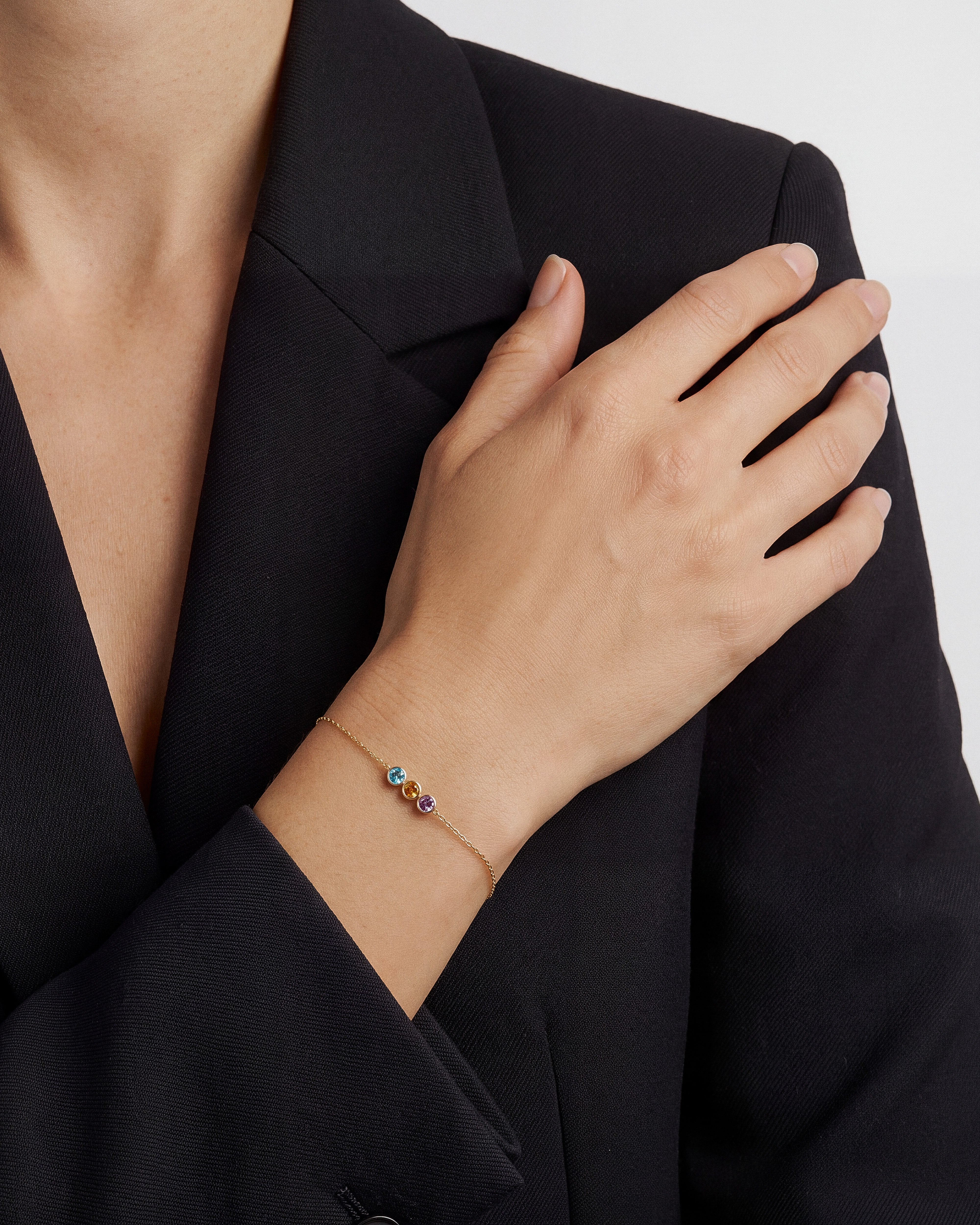 Bezel Familien-Geburtstein-Armband