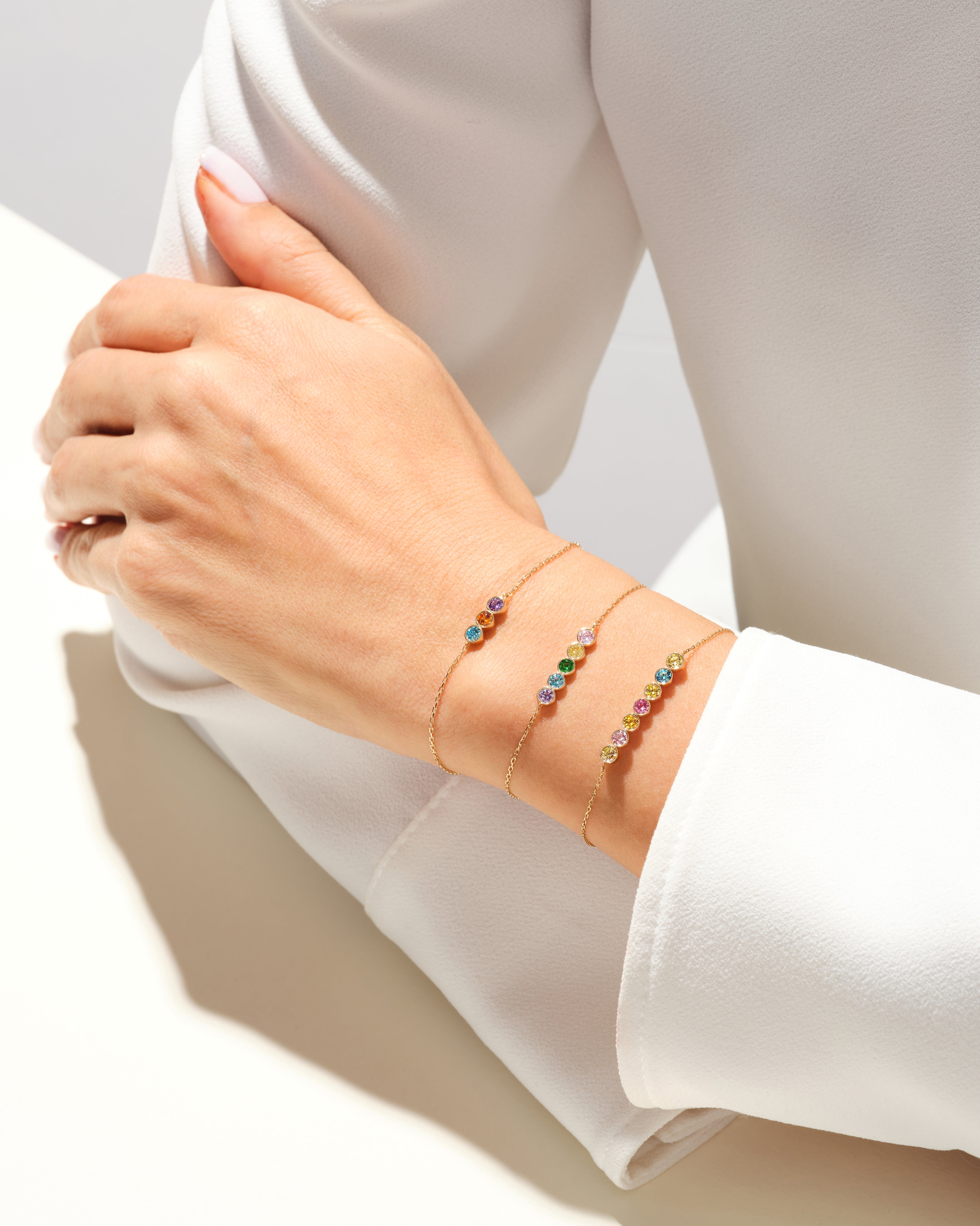 Bezel Set Round Birthstone Family Bracelet