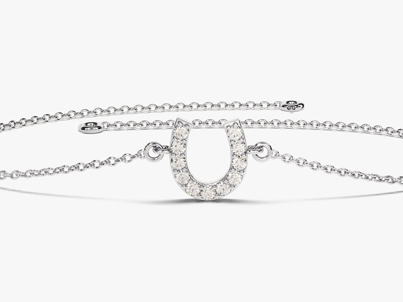 Diamond horseshoe bracelet, fine jewelry, sterling silver, good luck charm