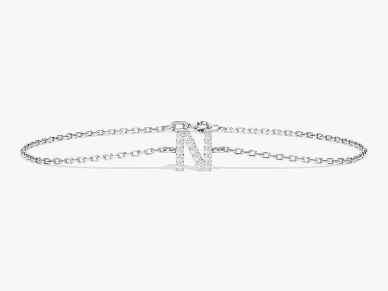 Diamond initial 'N' bracelet, fine jewelry, personalized gift