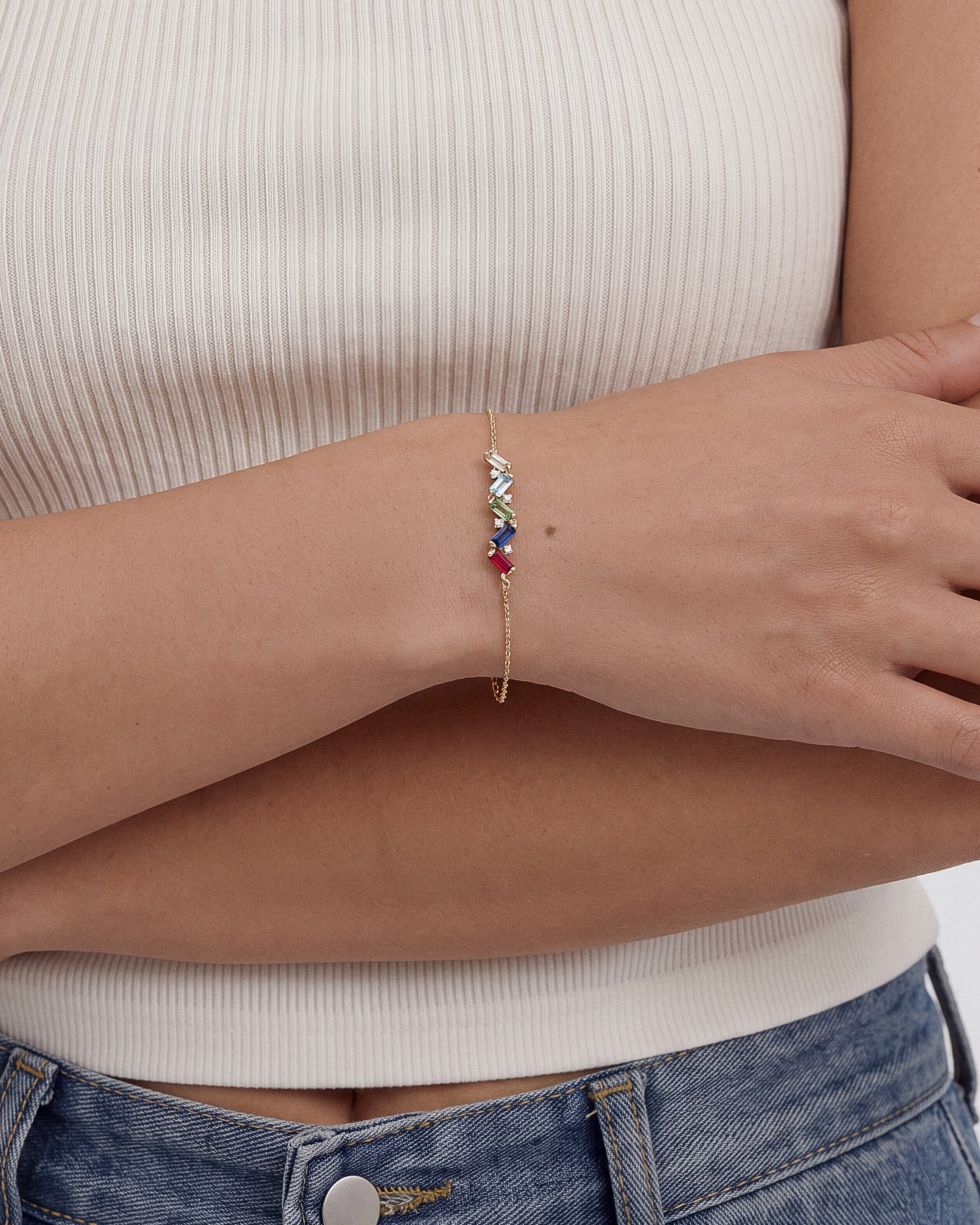 Baguetteschliff Geburtsstein-Armband
