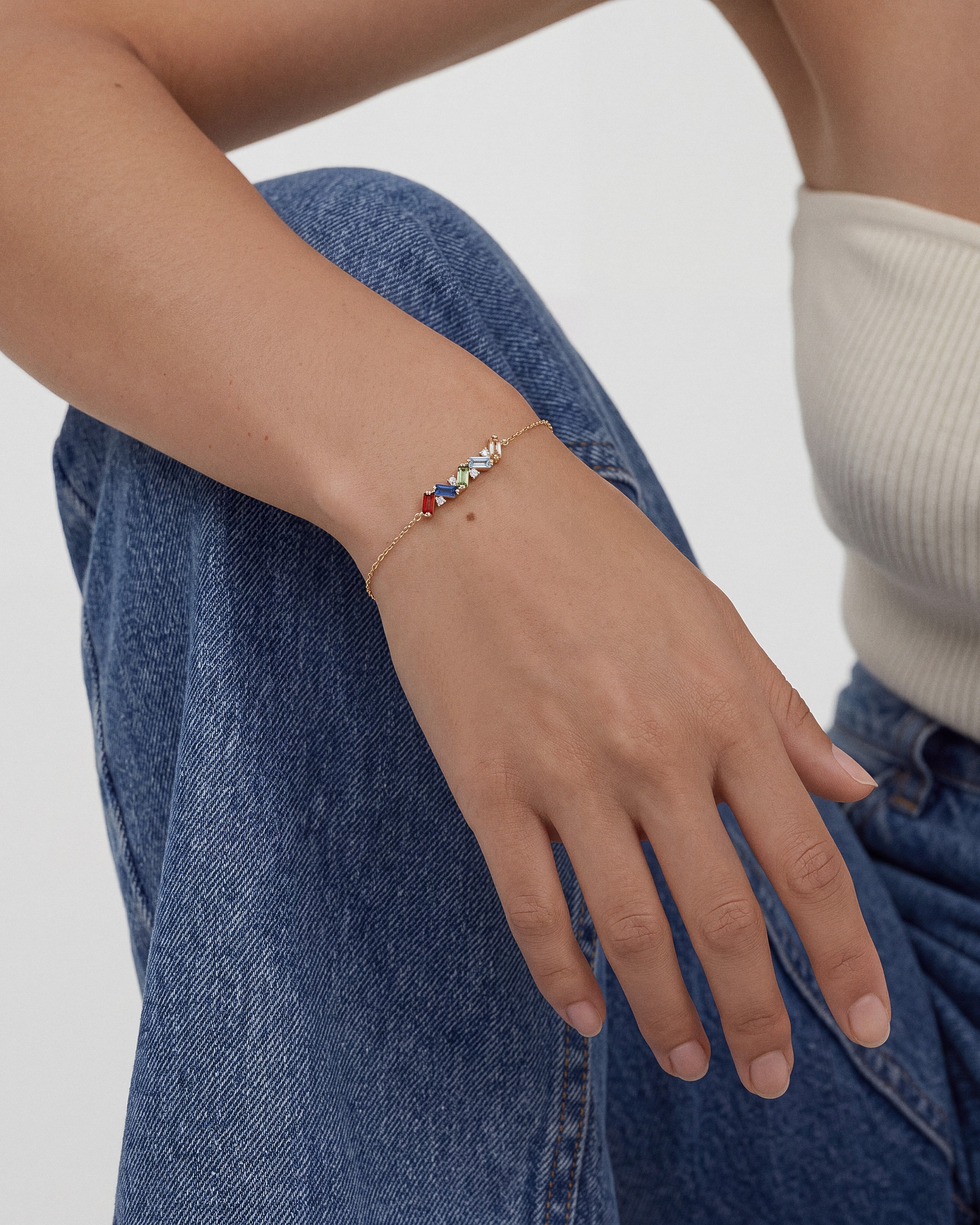 Baguetteschliff Geburtsstein-Armband