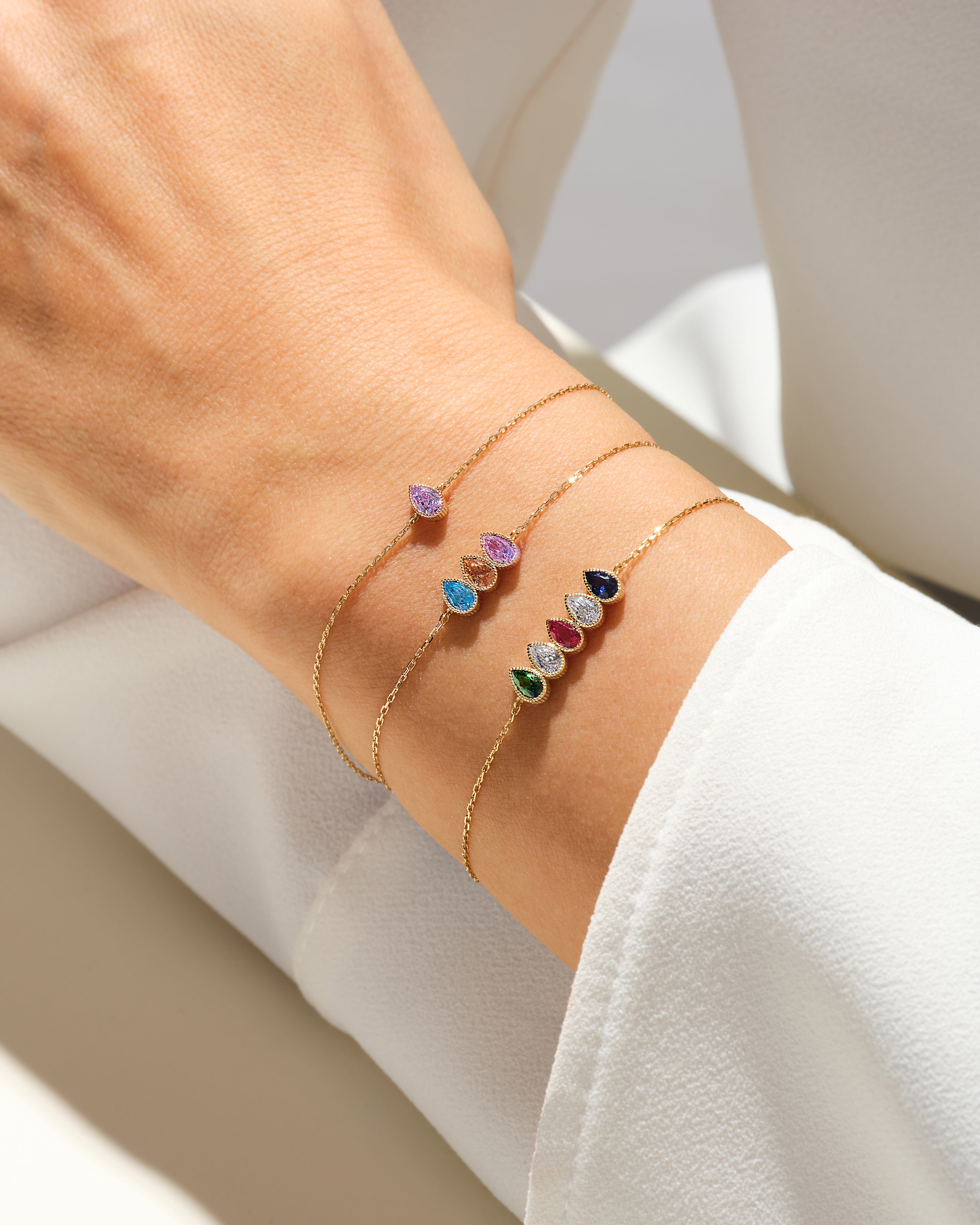 Tropfenschliff Geburtsstein-Armband