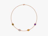 Rose gold necklace with colorful gemstones, fine jewelry