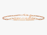 Rose gold "Amanda" name bracelet with paperclip chain