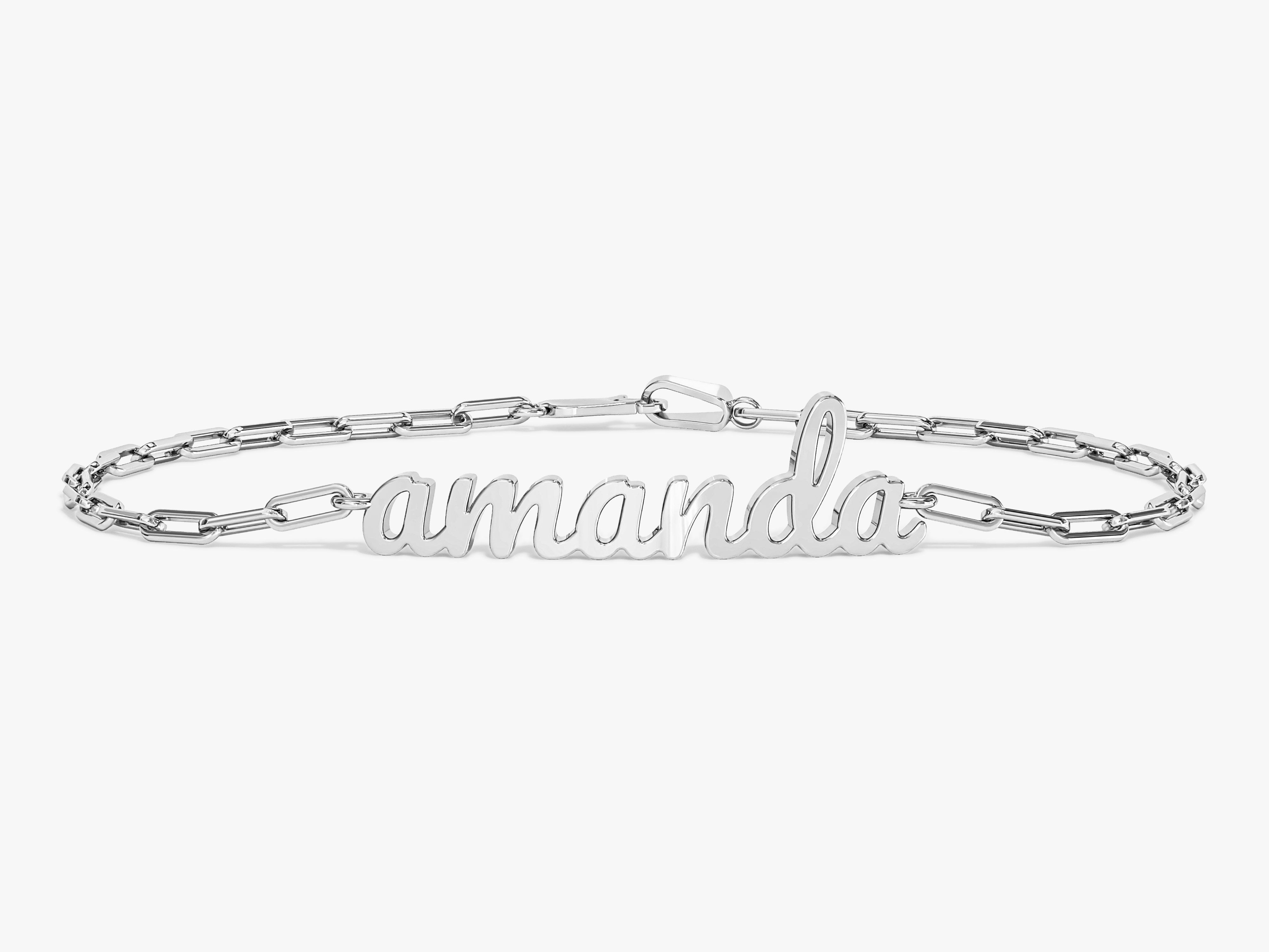 Silver name bracelet "Amanda" with paperclip chain jewelry