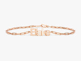 Rose gold paperclip chain bracelet with custom "Blake" nameplate jewelry