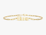 Gold paperclip chain bracelet with custom "Blake" name charm