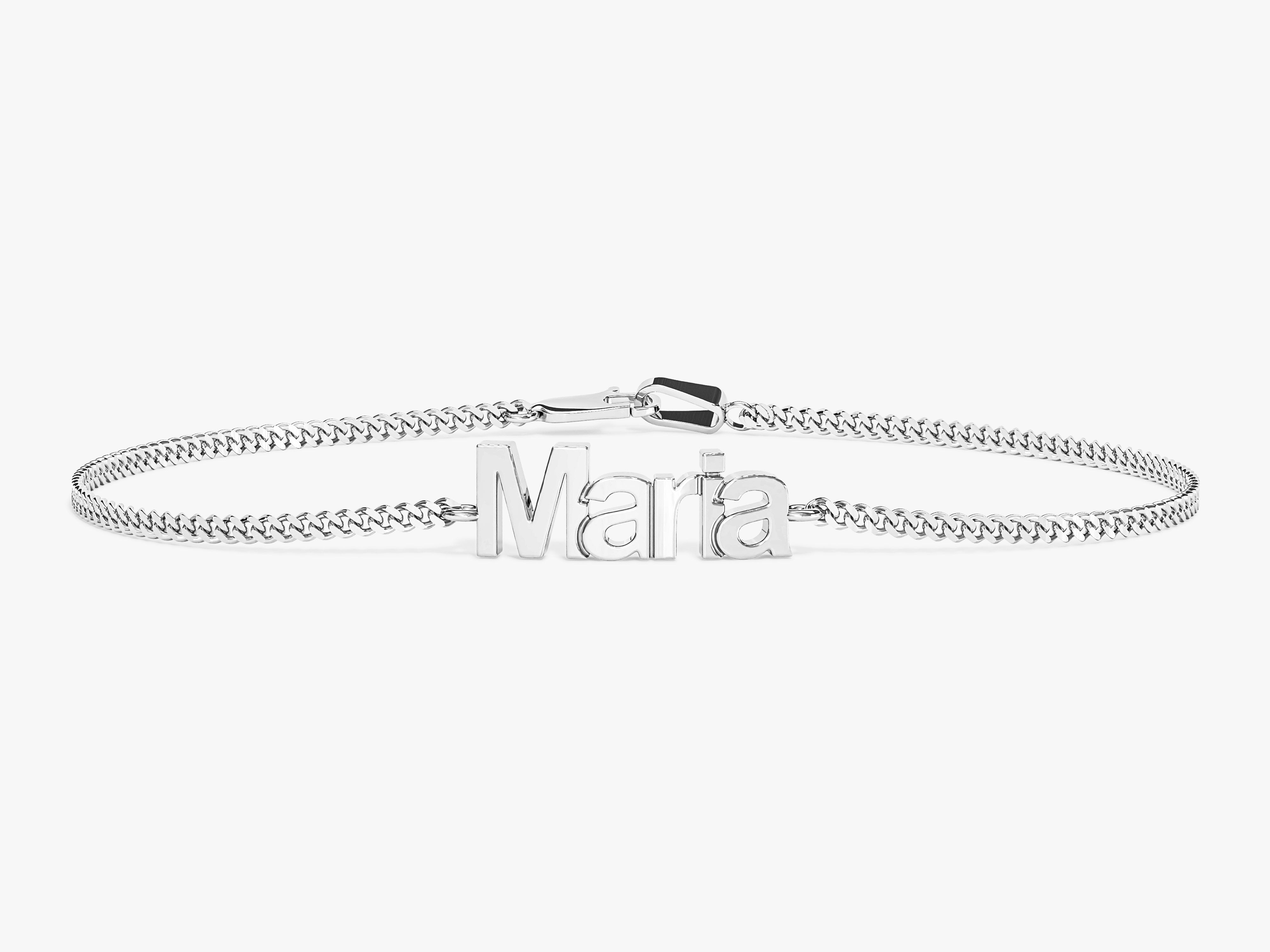 Silver name bracelet with "Maria" charm