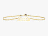 Gold name bracelet with cuban link chain and gothic font