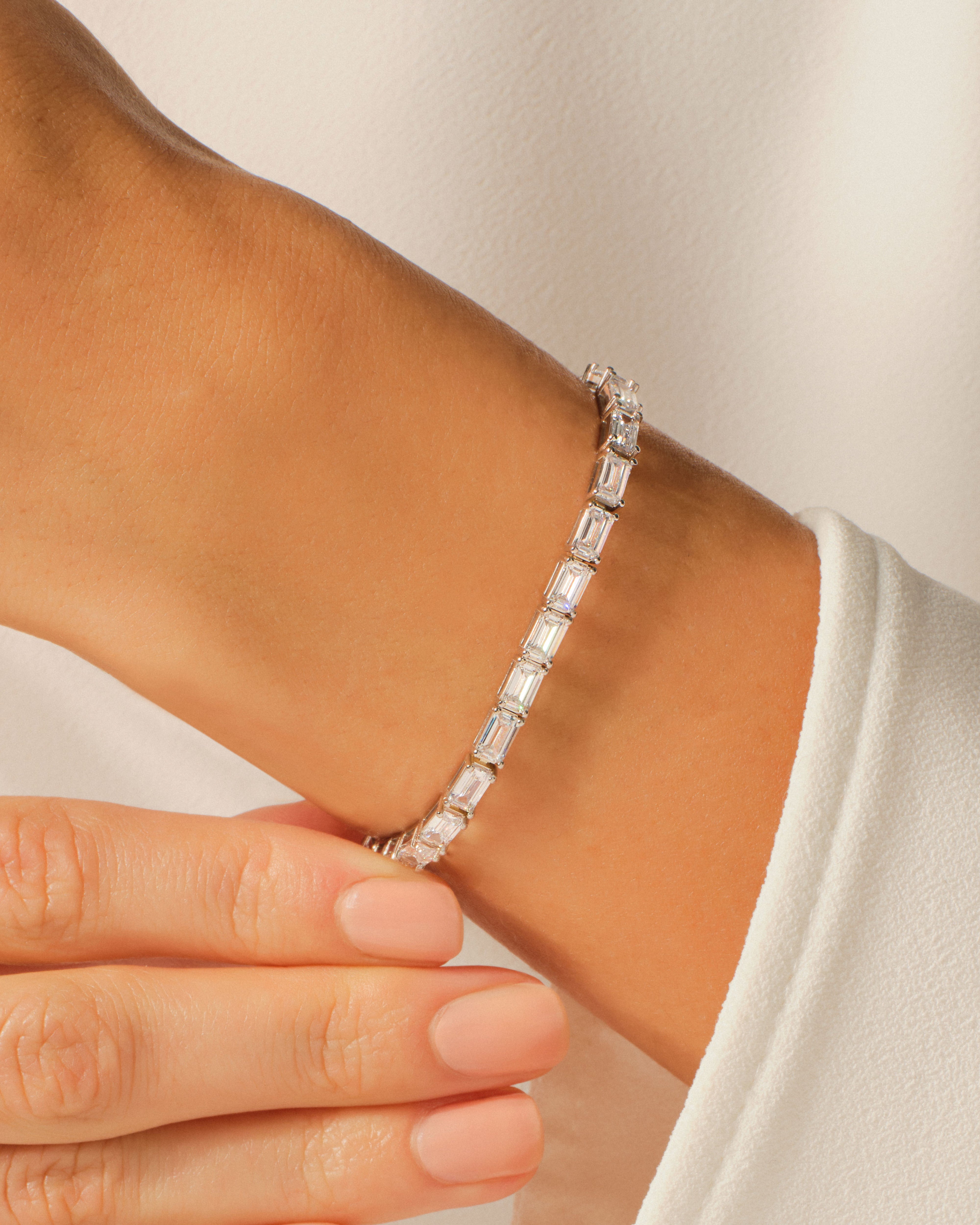 Emerald Cut Lab Diamond Tennis Bracelet