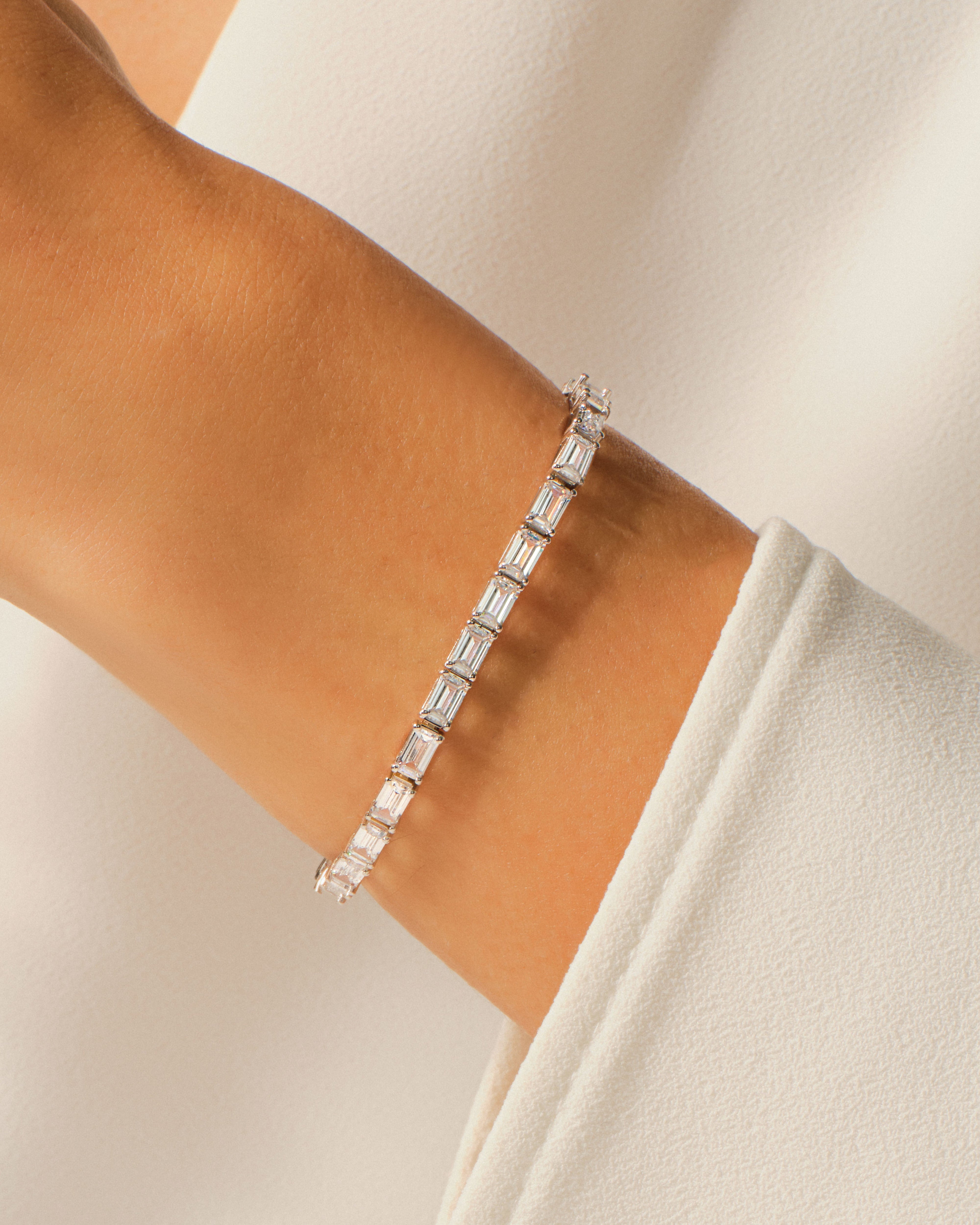 Emerald Cut Lab Diamond Tennis Bracelet