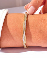 Twisted Gemstone Hinged Bangle