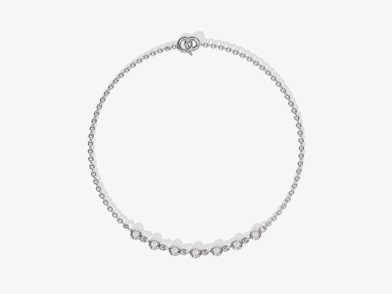 Diamond bezel set chain necklace for women, fine jewelry
