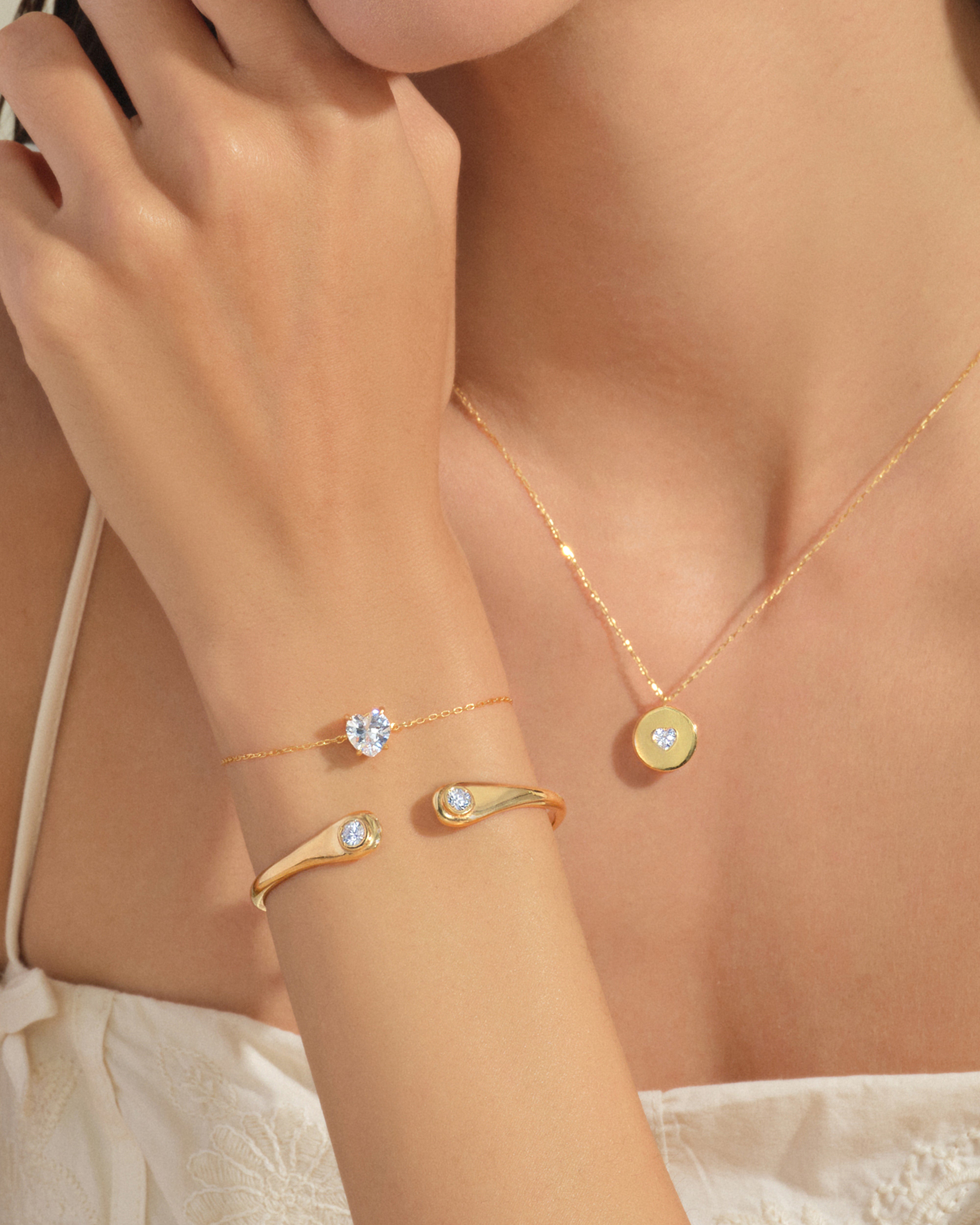 Diamant Armspange mit Zargenfassung 14K Gold
