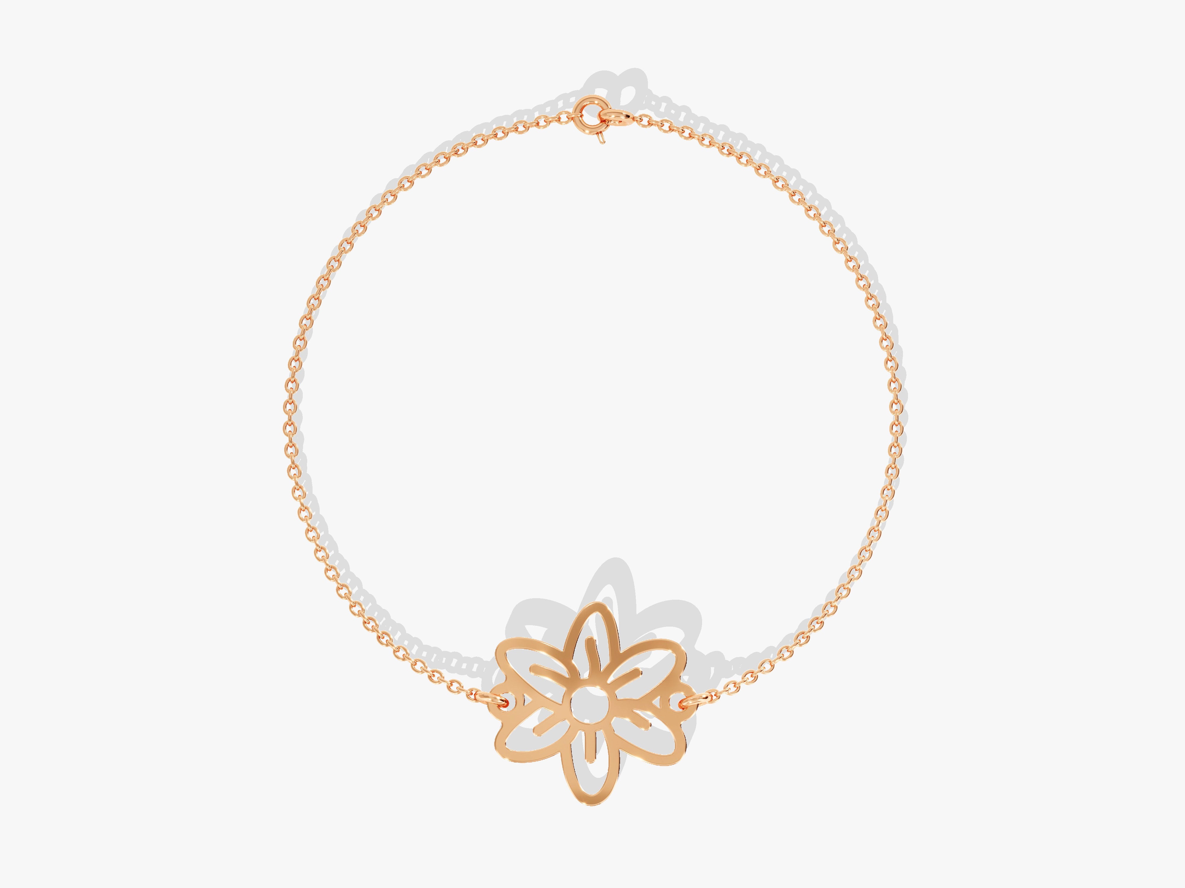 Rose gold flower charm bracelet for women
