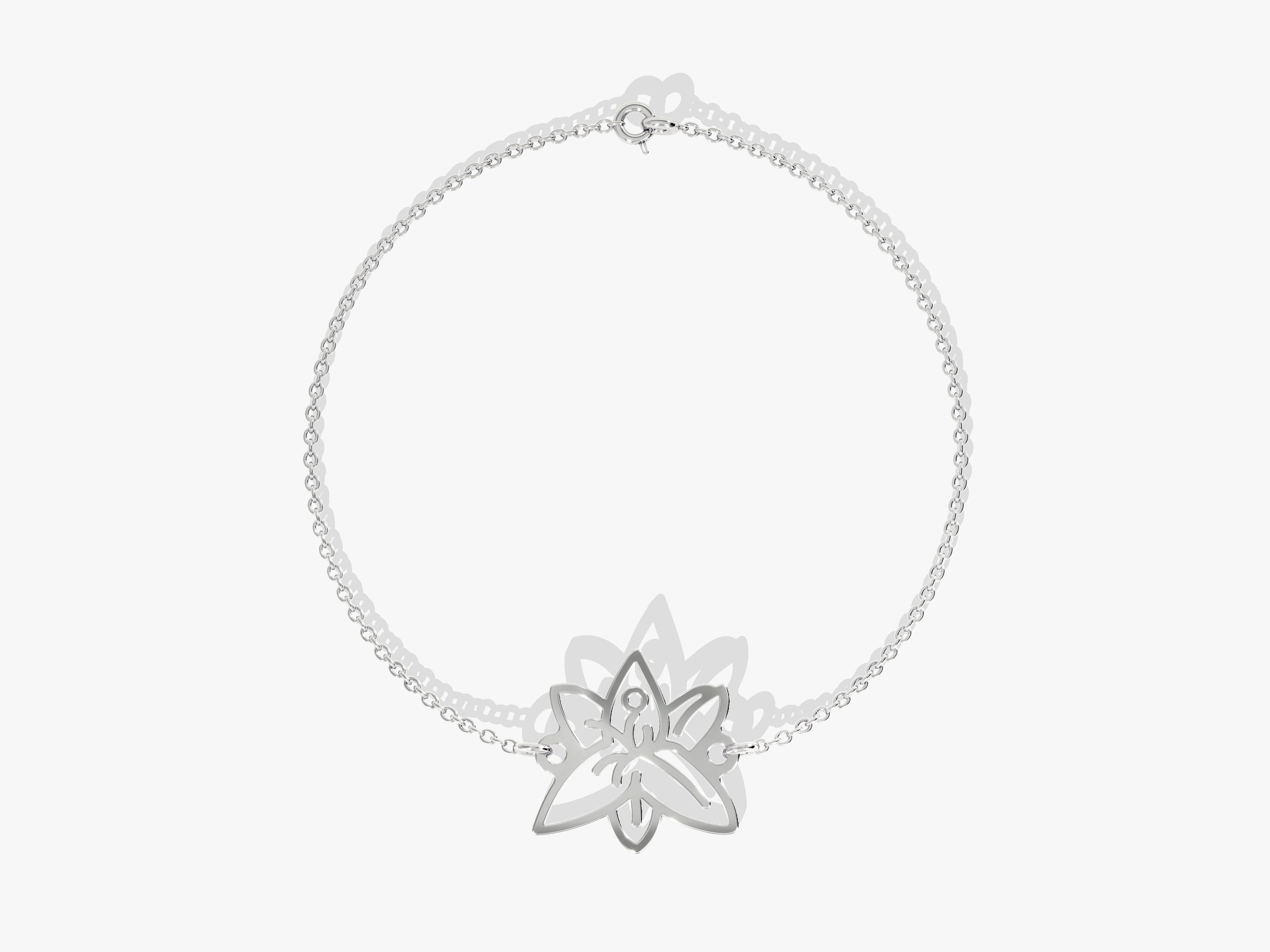 Silver lotus flower charm bracelet for jewelry collection