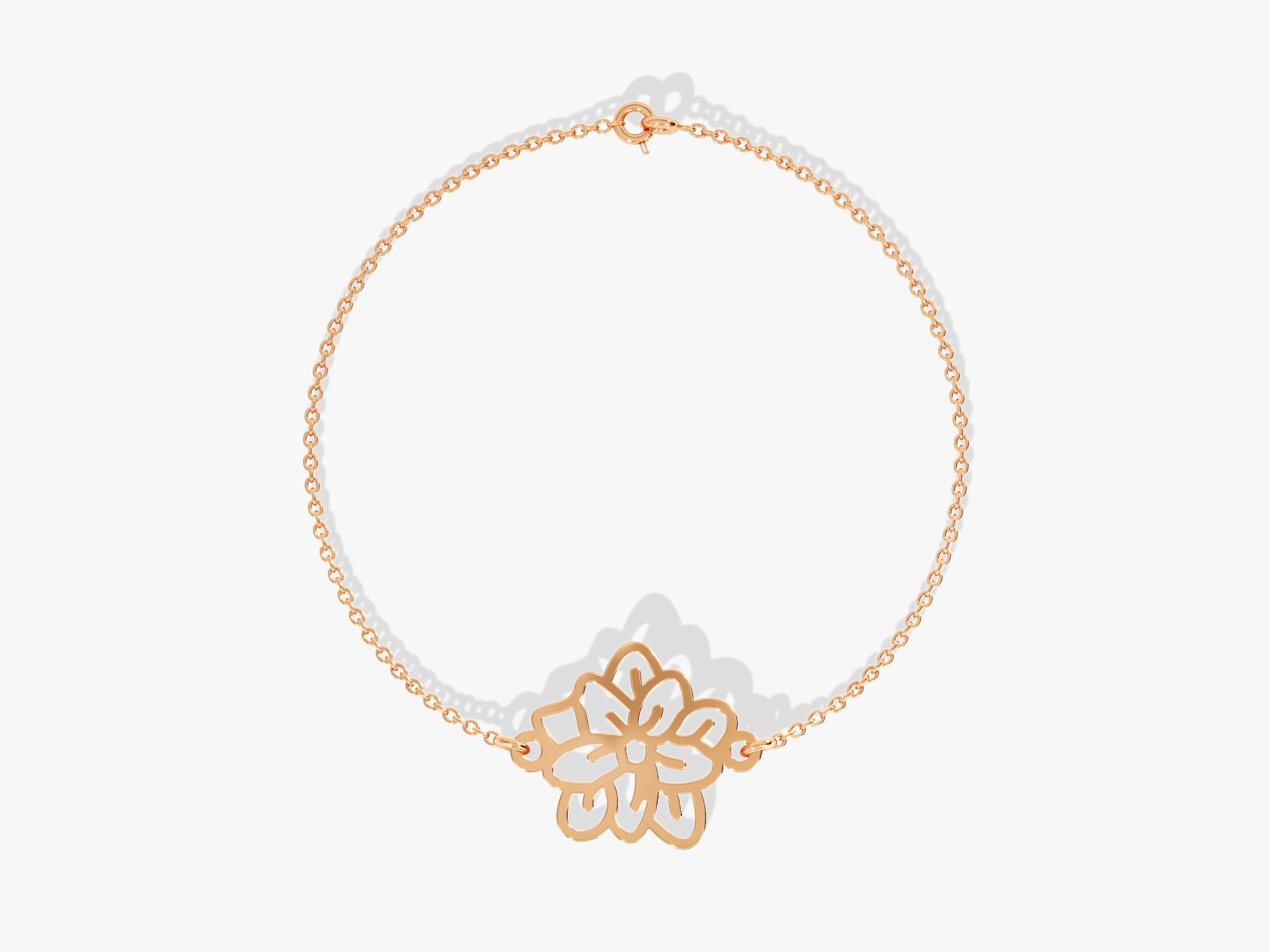 Rose gold floral charm bracelet for women