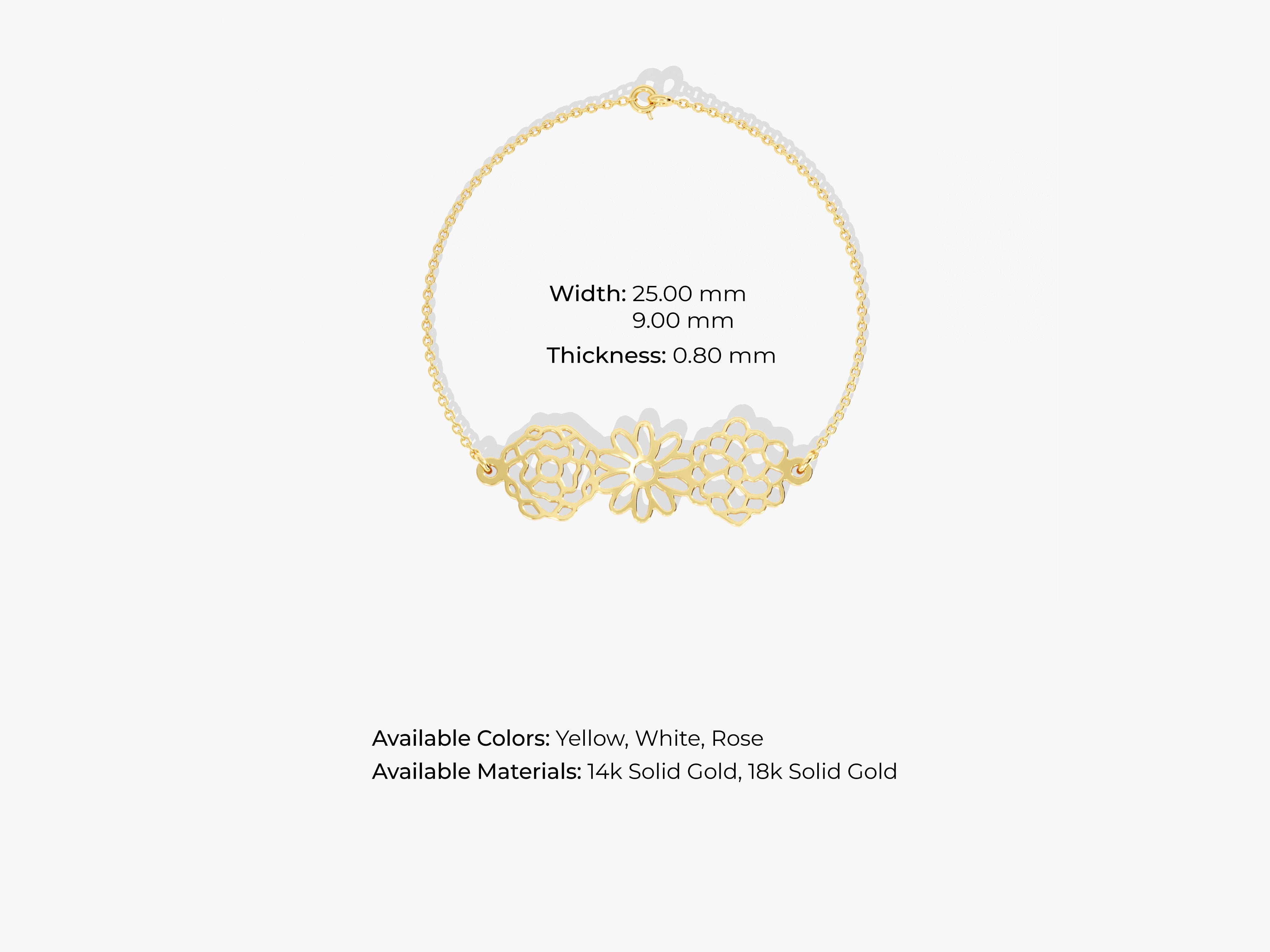 Gold floral bracelet, delicate chain, jewelry for women