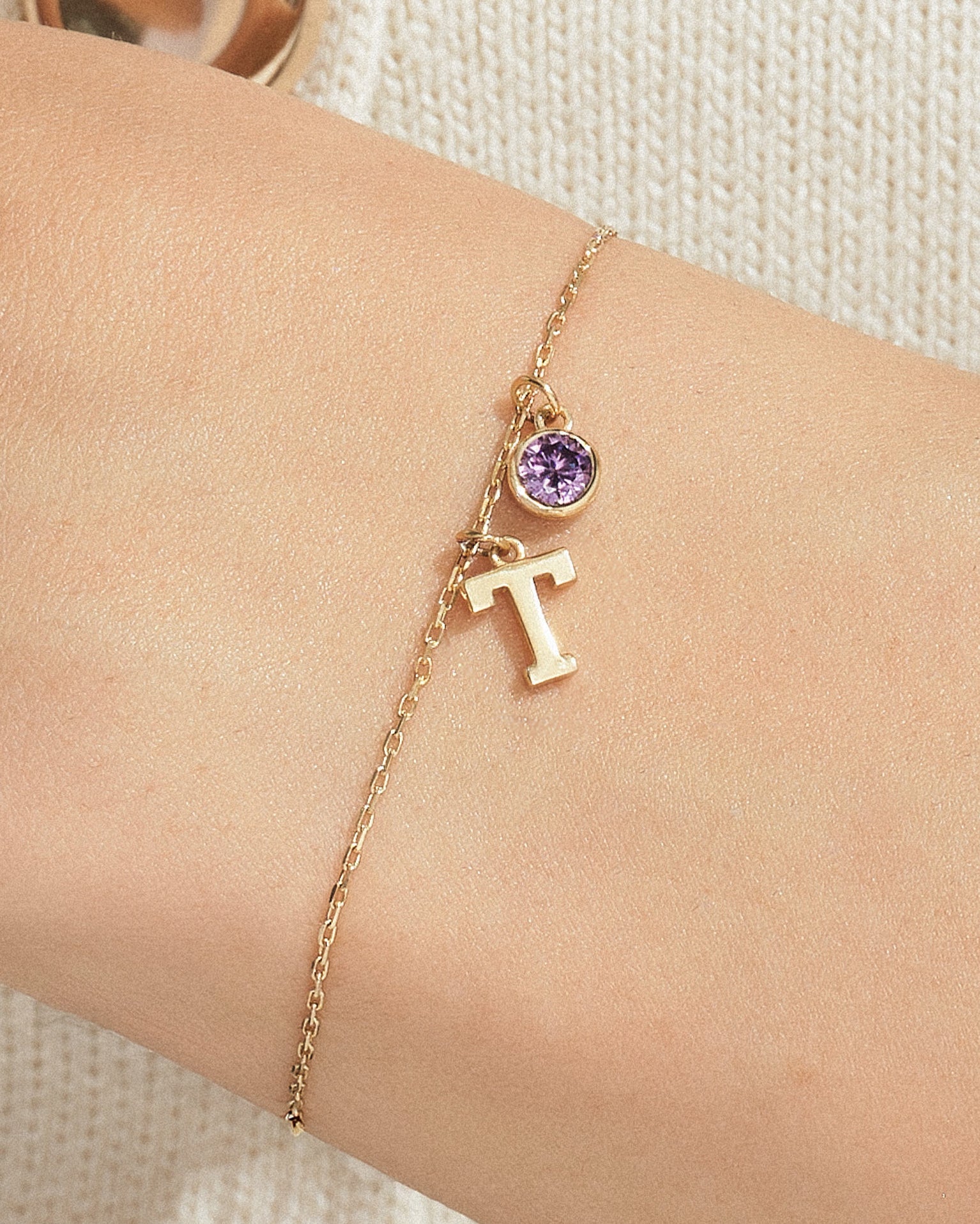 Buchstabe Armband mit Geburtsstein