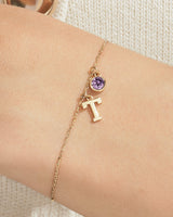 Buchstabe Armband mit Geburtsstein