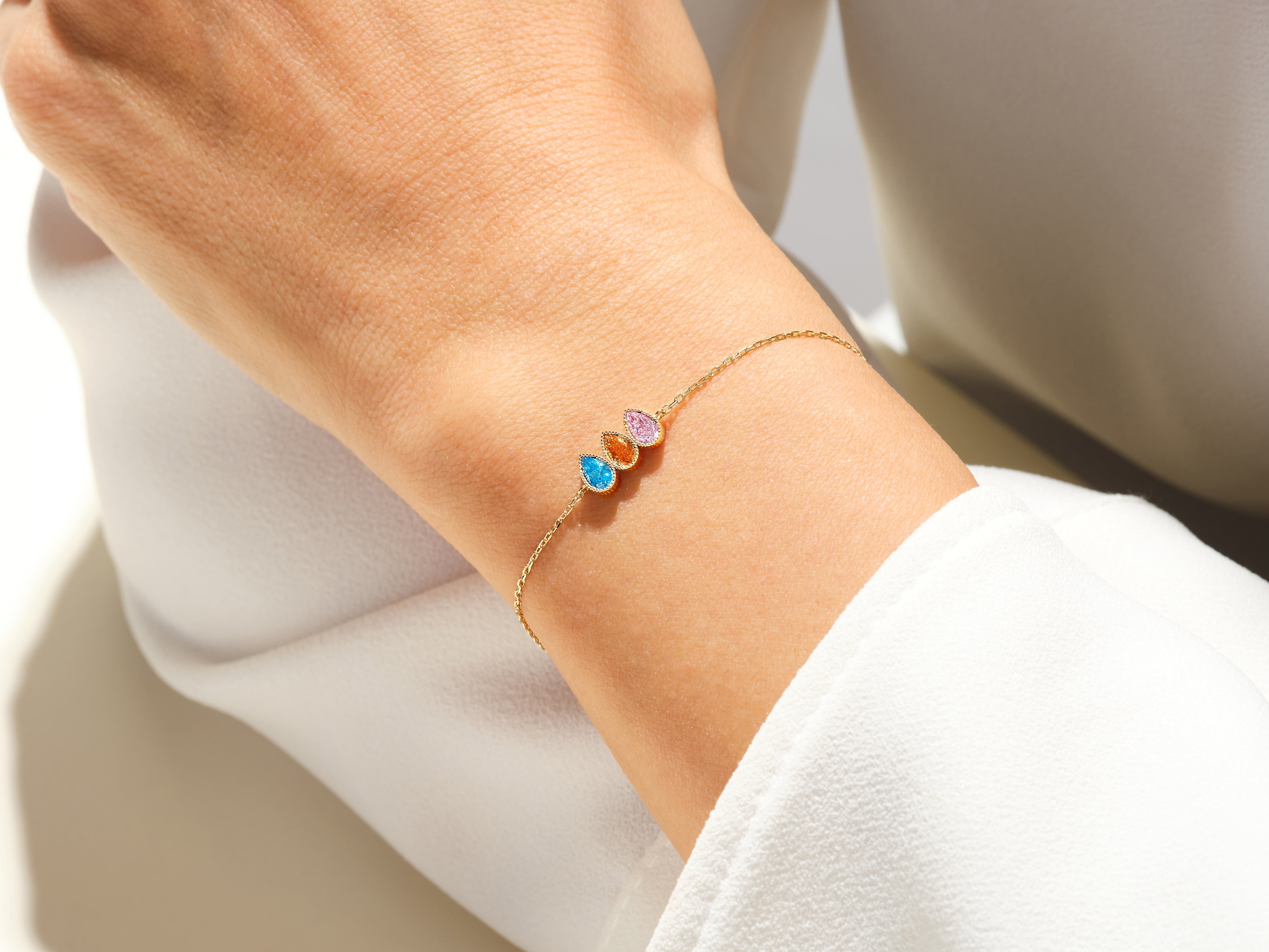 Tropfenschliff Geburtsstein-Armband