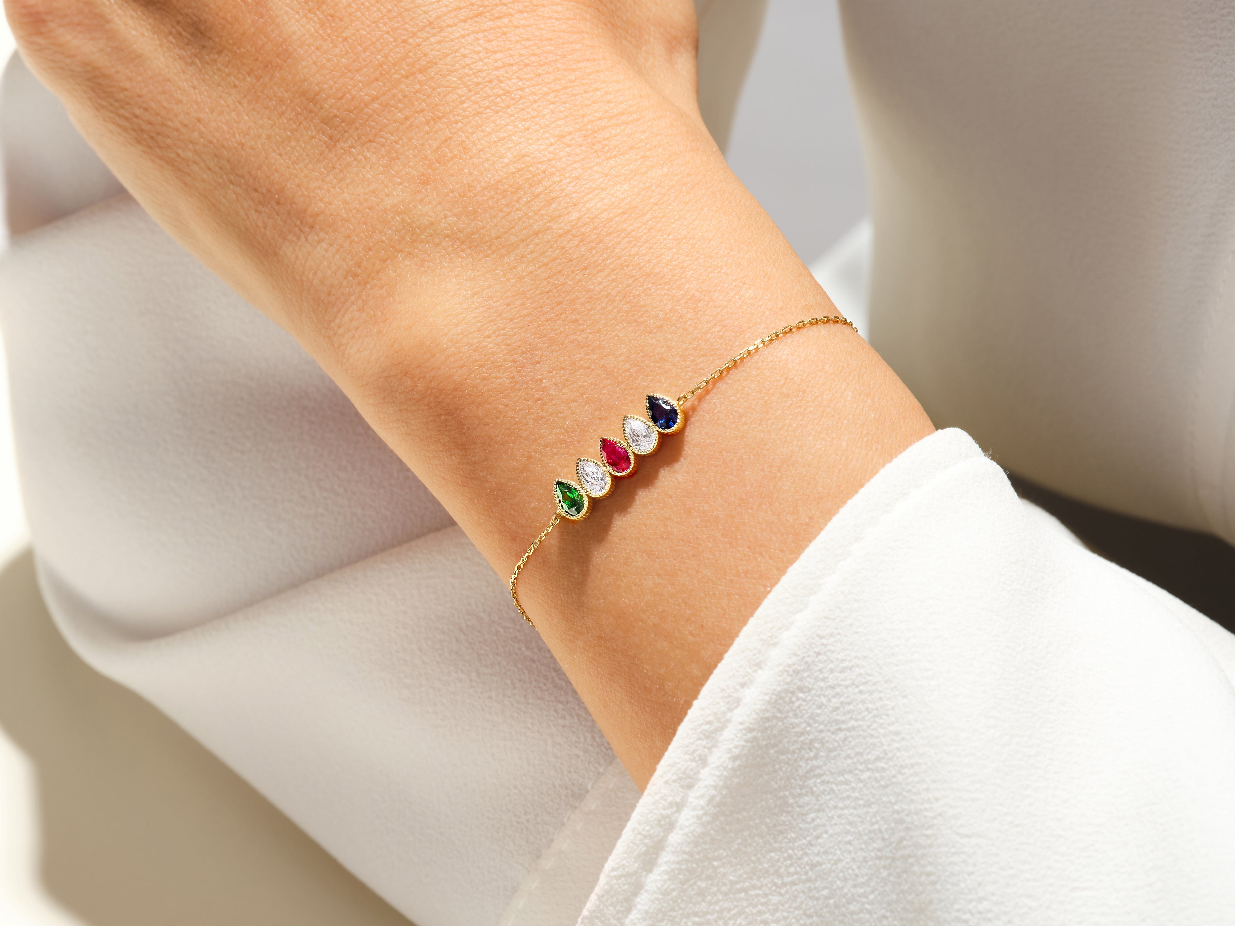 Tropfenschliff Geburtsstein-Armband