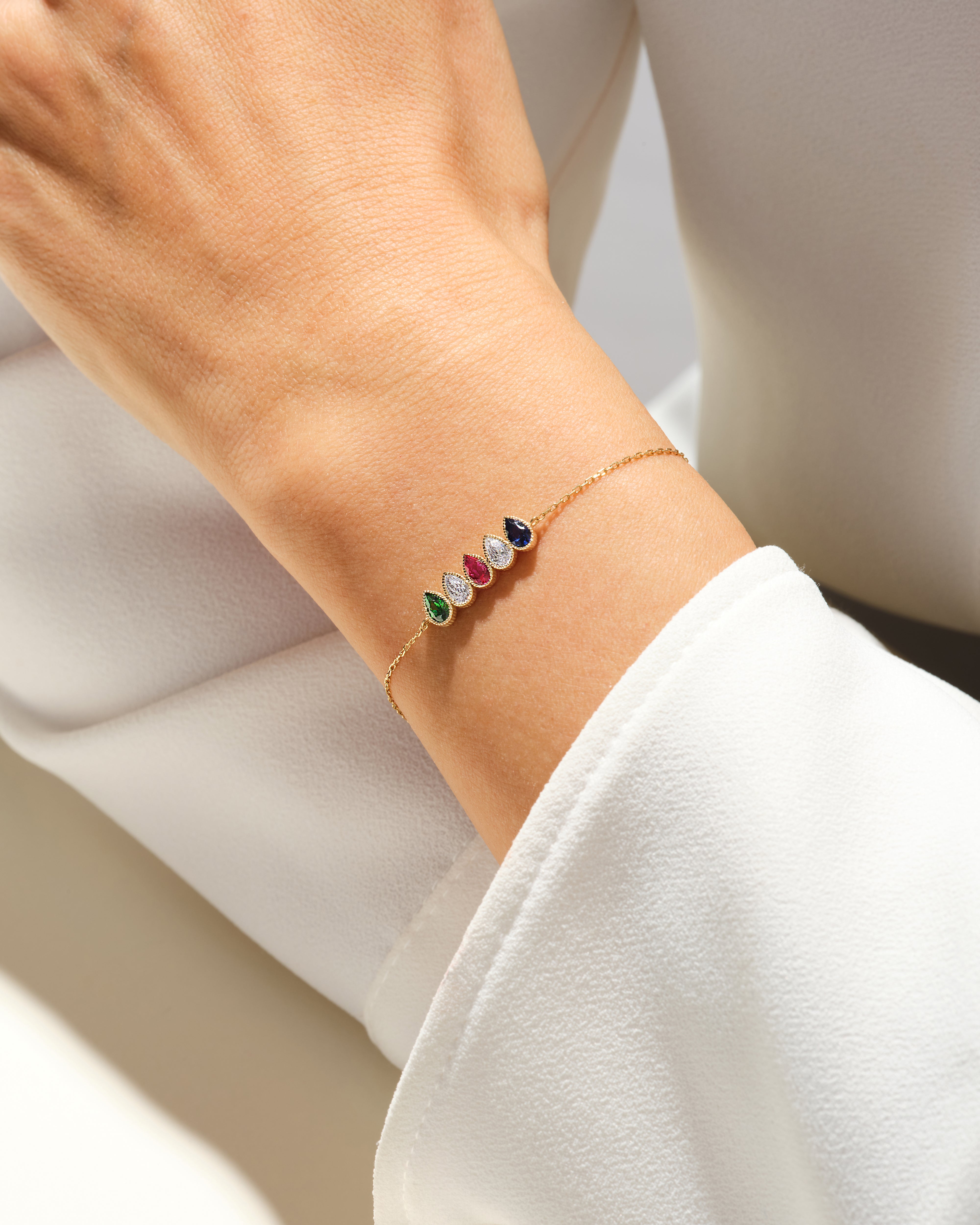 Tropfenschliff Geburtsstein-Armband
